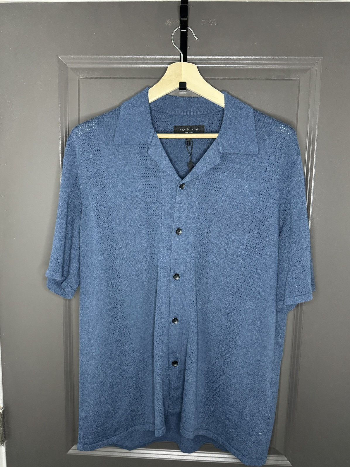 Rag & Bone Rag & Bone Men’s Zuma Pointelle Avery Knit Shirt | Moonlight Size US L / EU 52-54 / 3 - 4 Thumbnail