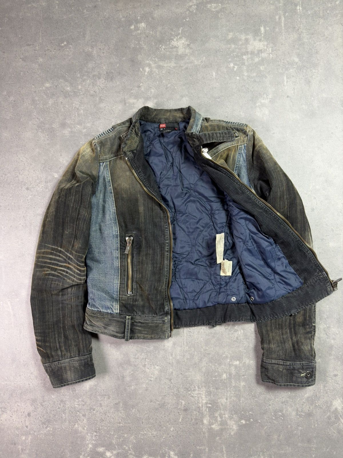 Diesel 00s Diesel Corduroy Racing Moto Cropped Denim Jacket M S Size M / US 6-8 / IT 42-44 - 10 Thumbnail