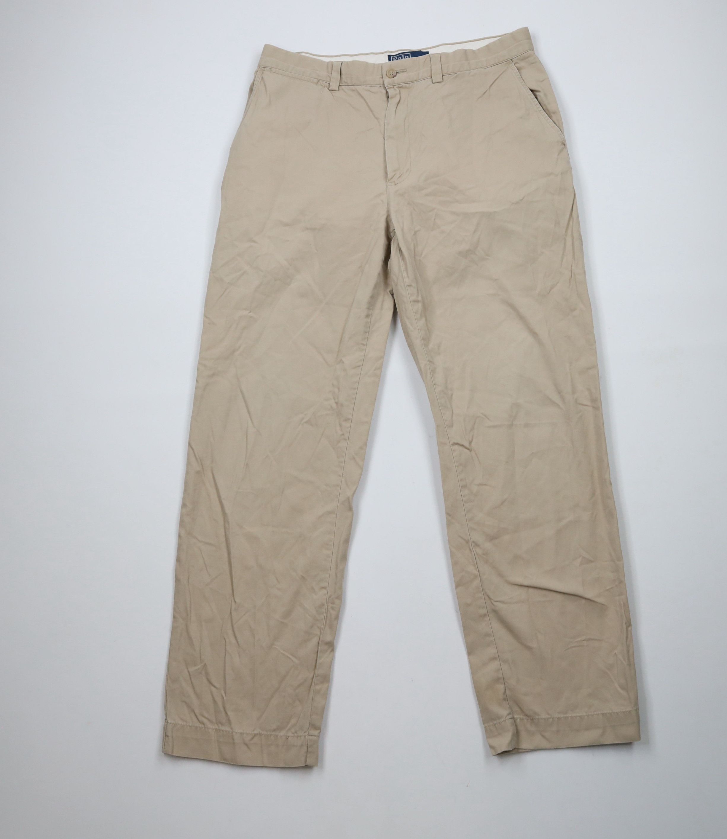 Ralph Lauren × Vintage Vintage 90s Ralph Lauren Wide Leg Chino Pants Cotton Beige Size US 33 - 1 Thumbnail