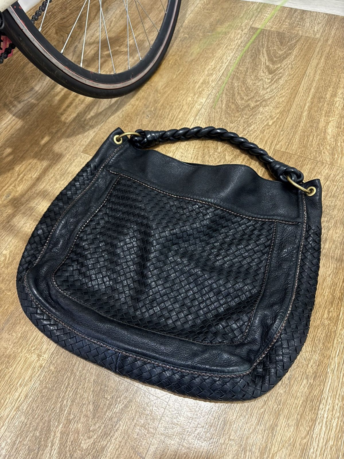 Bottega Veneta VINTAGE BOTTEGA VENETA LEATHER 2000s WICKER CITY BAG Size ONE SIZE - 2 Thumbnail