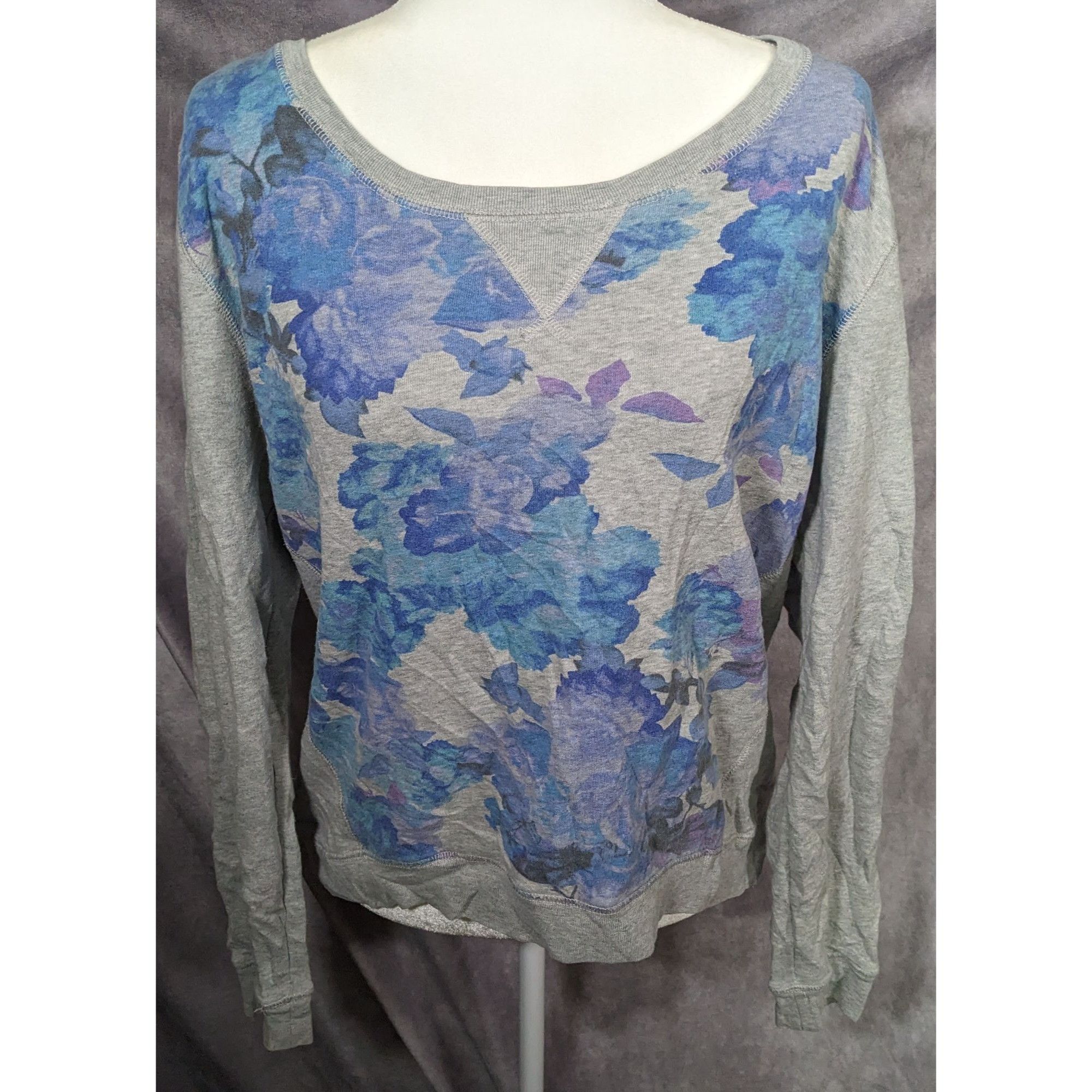 Aeropostale Aeropostale Y2K Grey And Blue Floral Sweatshirt Size L / US 10 / IT 46 - 5 Thumbnail
