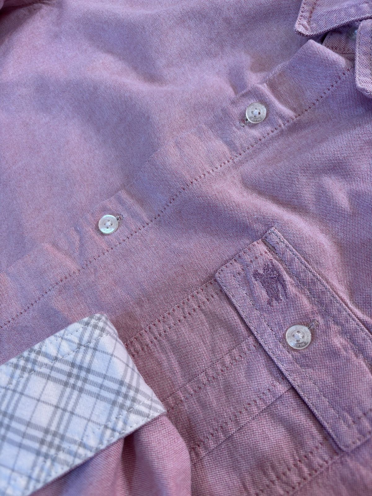 Burberry Burberry Mens Oxford Light Pink Blue Label Long Sleeve Size 38L - 5 Thumbnail