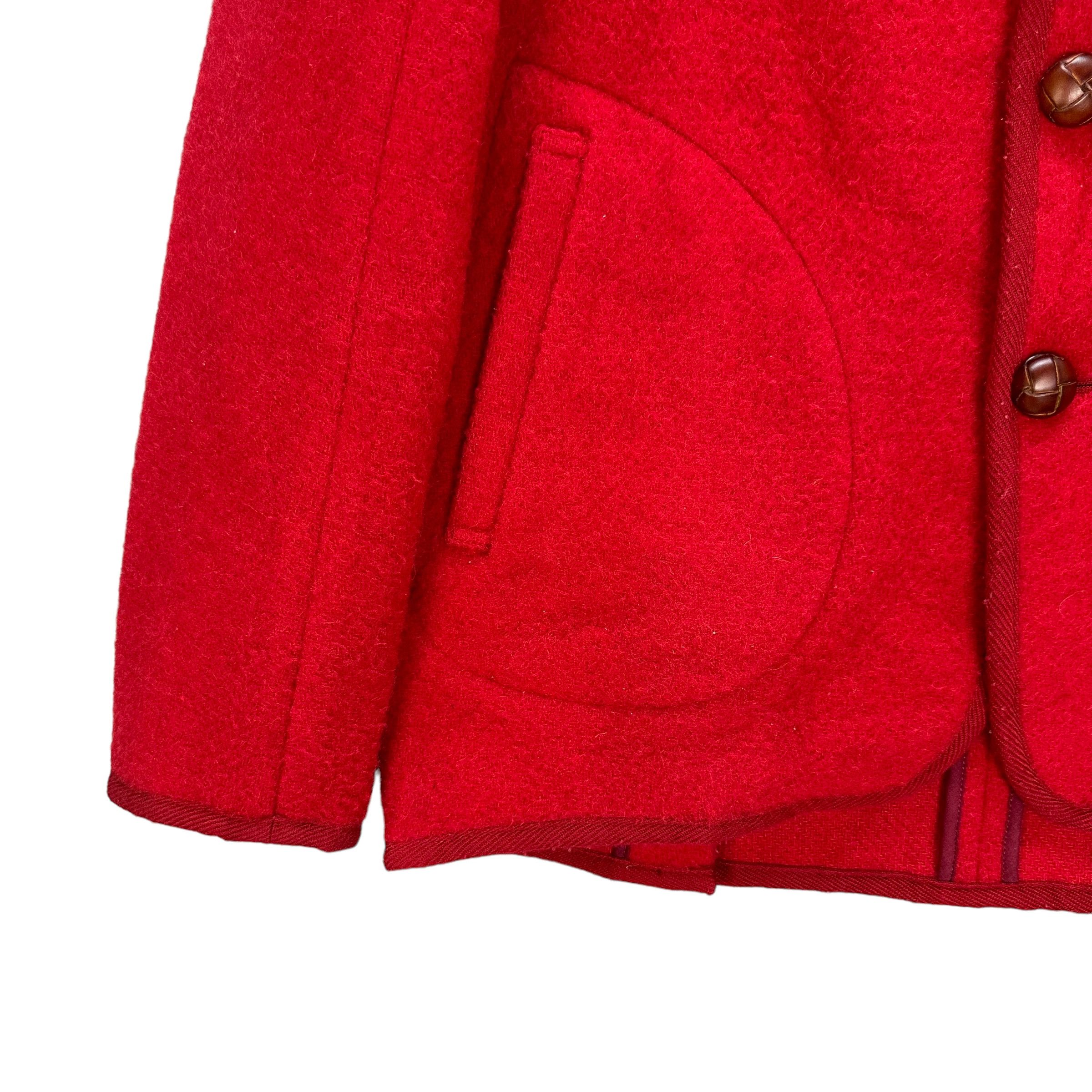 Danton DANTON RED WOOL HOODED COAT JACKET #8813-028 Size US XS / EU 42 / 0 - 5 Thumbnail