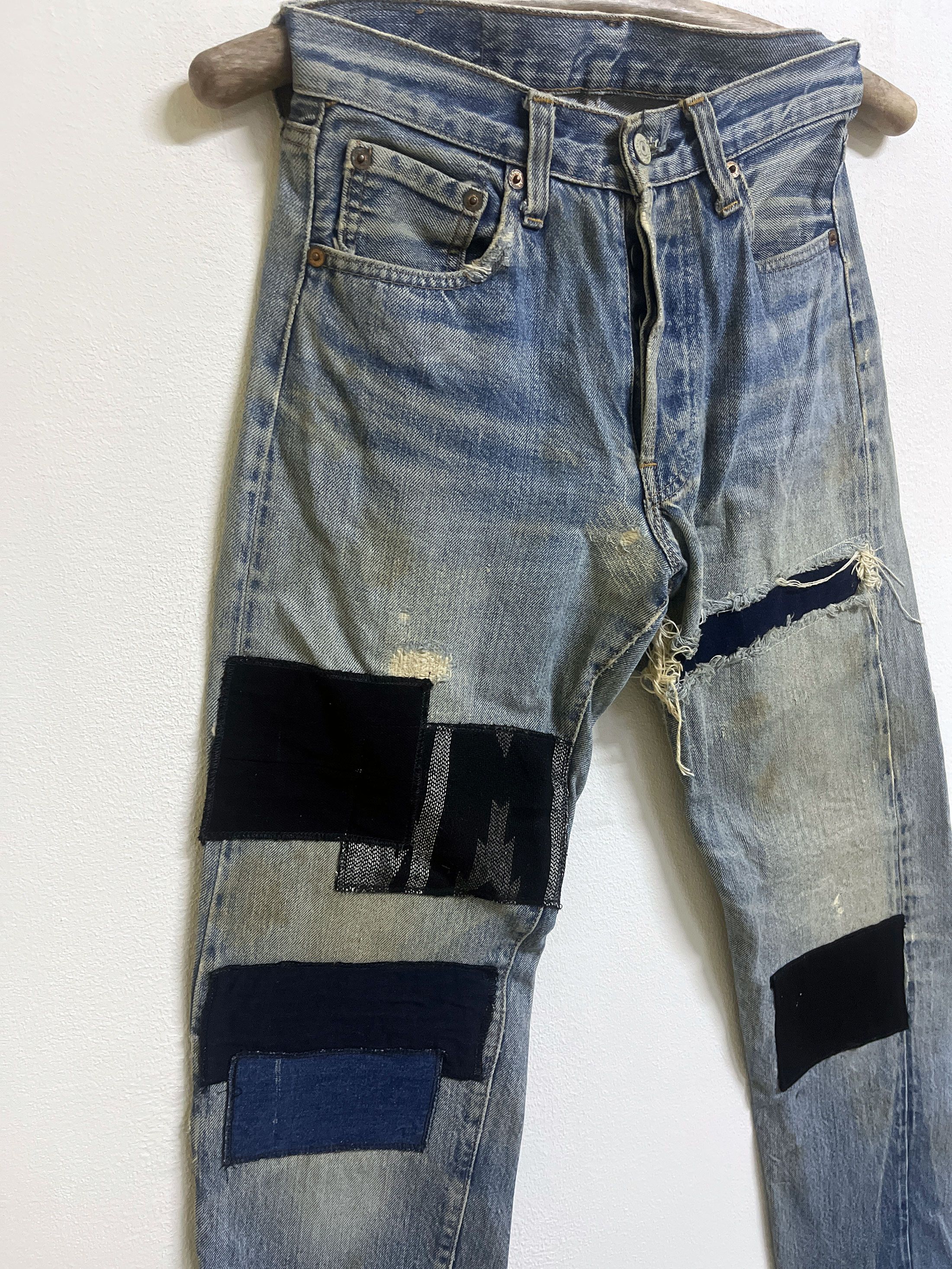 Levi's Vintage Clothing Distressed Faded Custom Craft 1 of 1 70s 80s Selvedge Size US 27 - 2 Thumbnail
