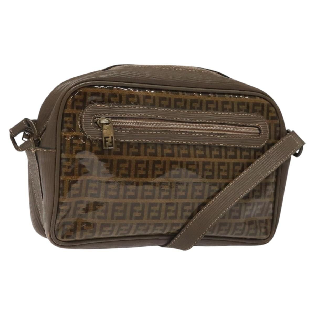 Fendi Zucchino Canvas Shoulder Bag Beige Auth Ep8208, Women's