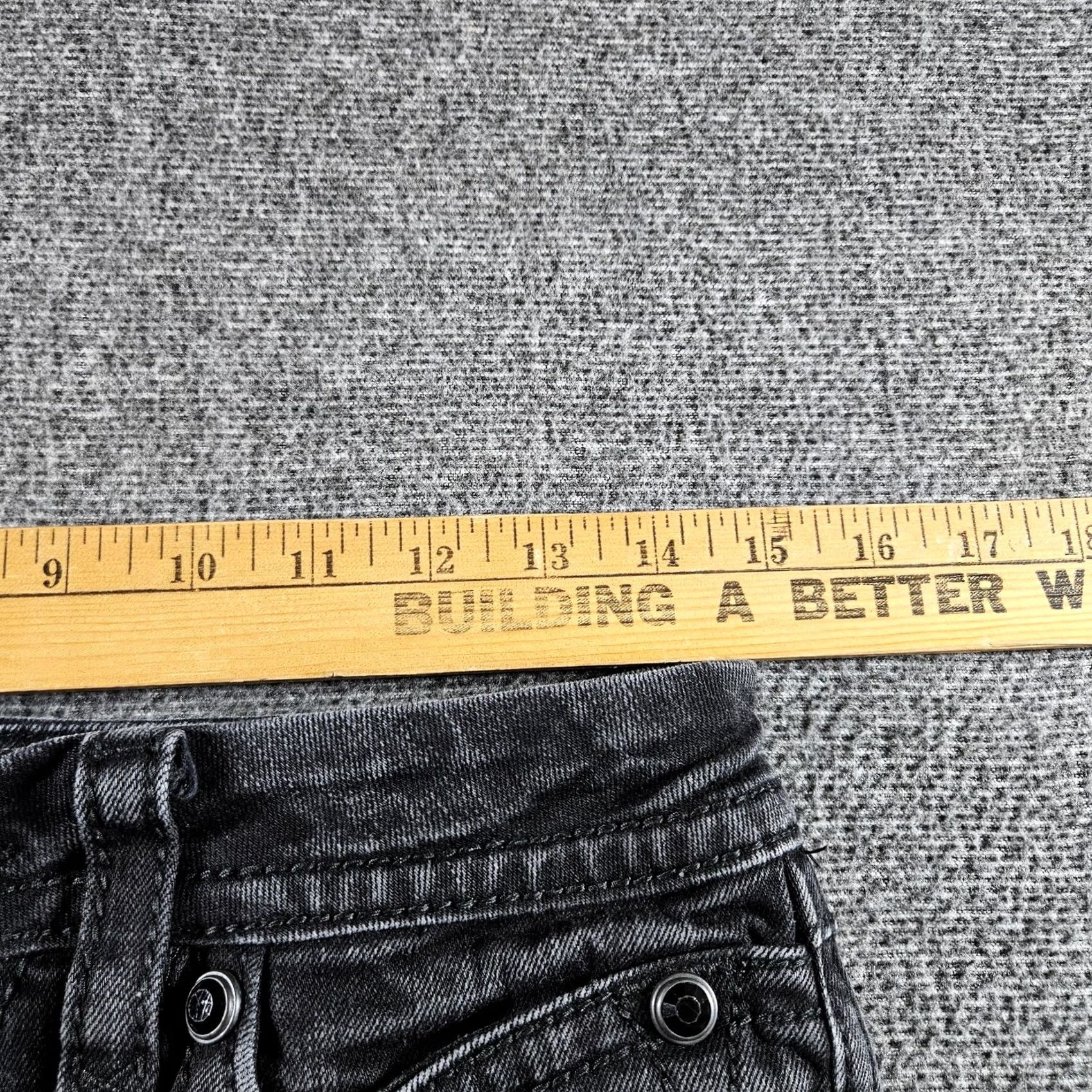 Vintage Rock Revival Jeans Womens 29 Gray Charcoal Denim 29x31 Straight Low Rise Slim 5-Pocket Buttons Embroidered Logo Vintage No Size 29" - 4 Thumbnail