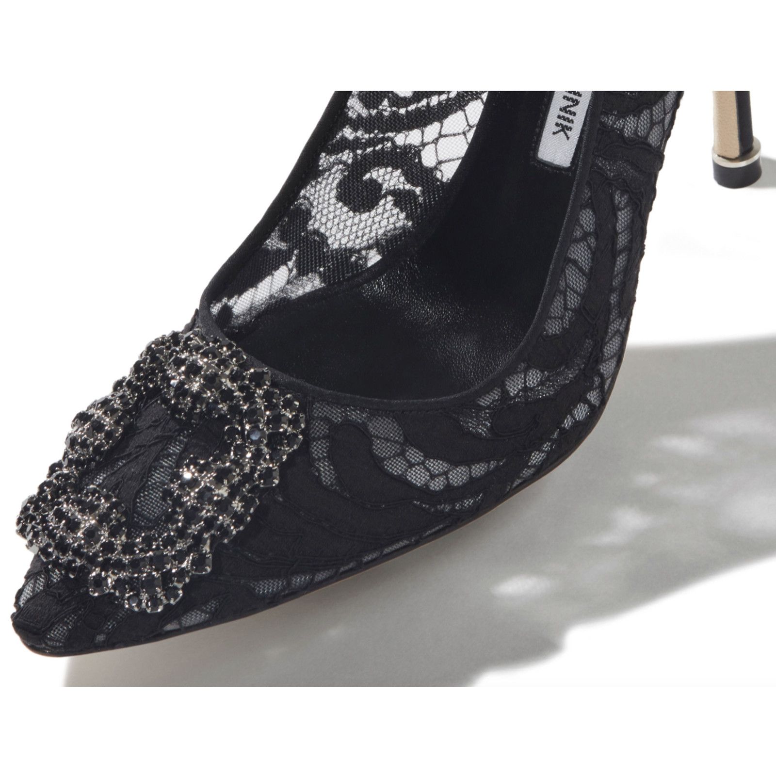 Manolo Blahnik Hangisila Hangisi 105 Lace Crystal Buckle Heel Pump 39.5 Size US 9.5 / IT 39.5 - 5 Thumbnail