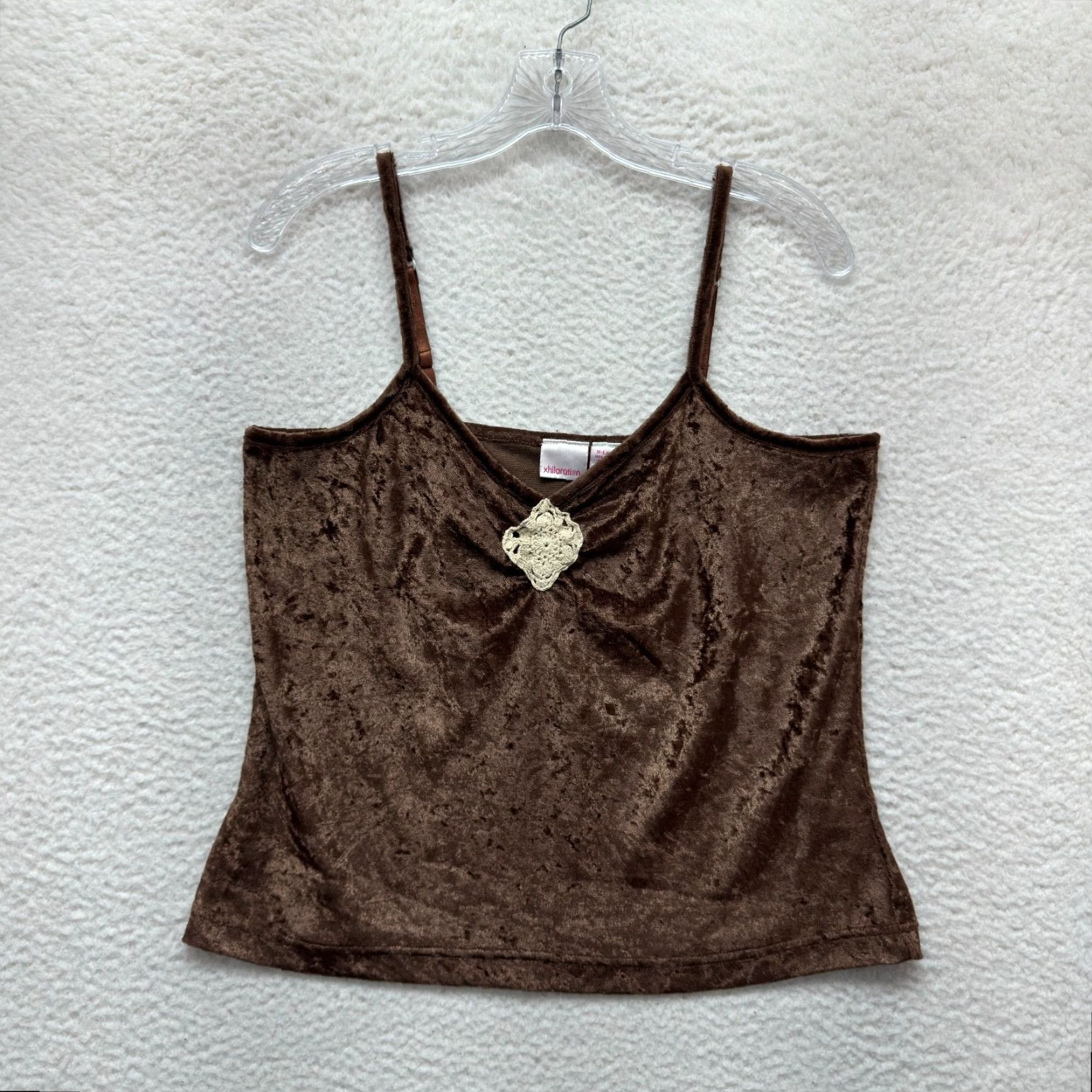 Vintage VINTAGE Xhilaration Camisole Top XL Brown Crushed Velvet Grunge Boho Fairy Shirt Womens Size XL / US 12-14 / IT 48-50 - 2 Thumbnail