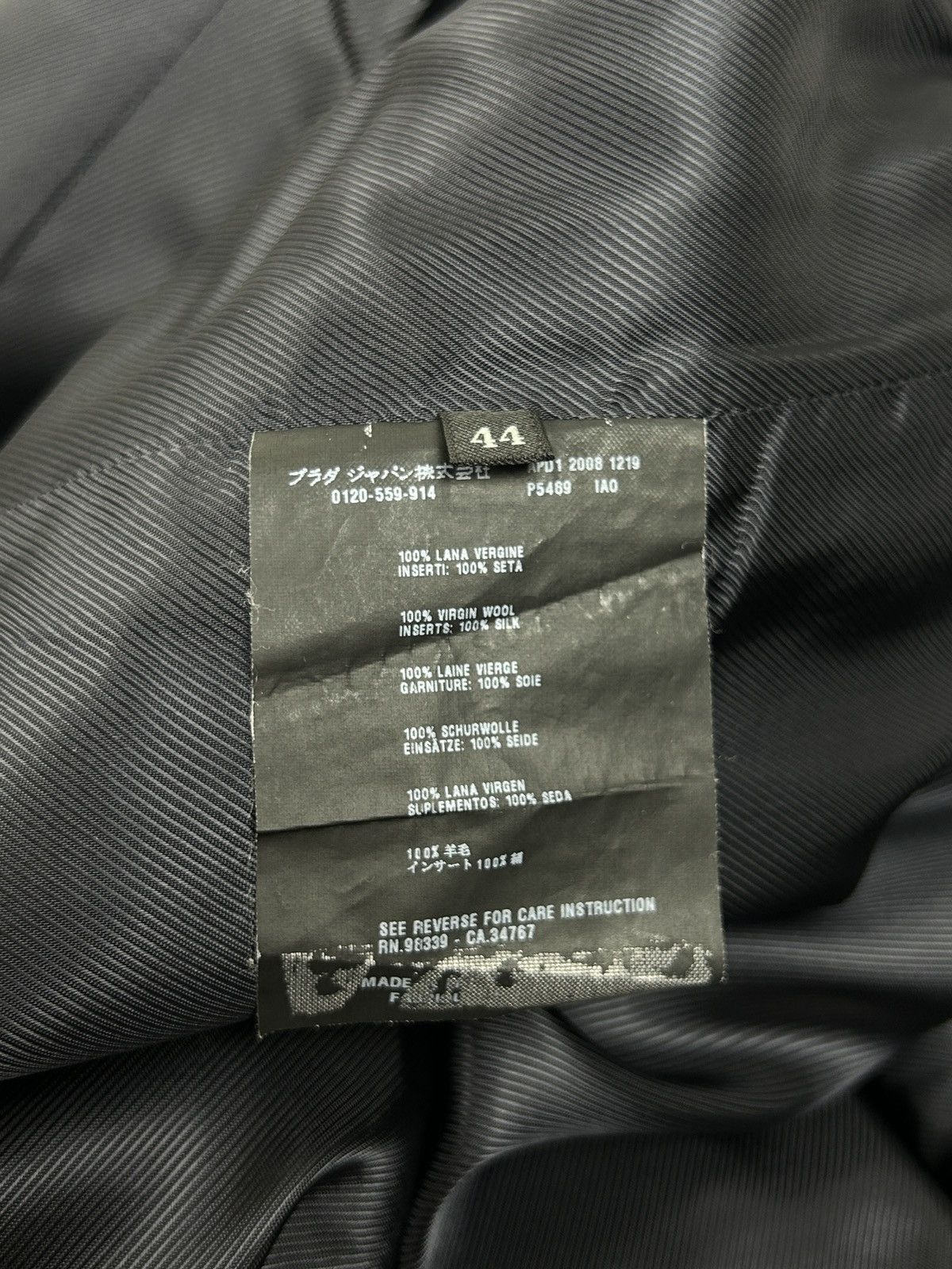 Prada 00s Vintage Prada Black Lana Wool Pea Coat 2008 Size 44 Size M / US 6-8 / IT 42-44 - 10 Thumbnail