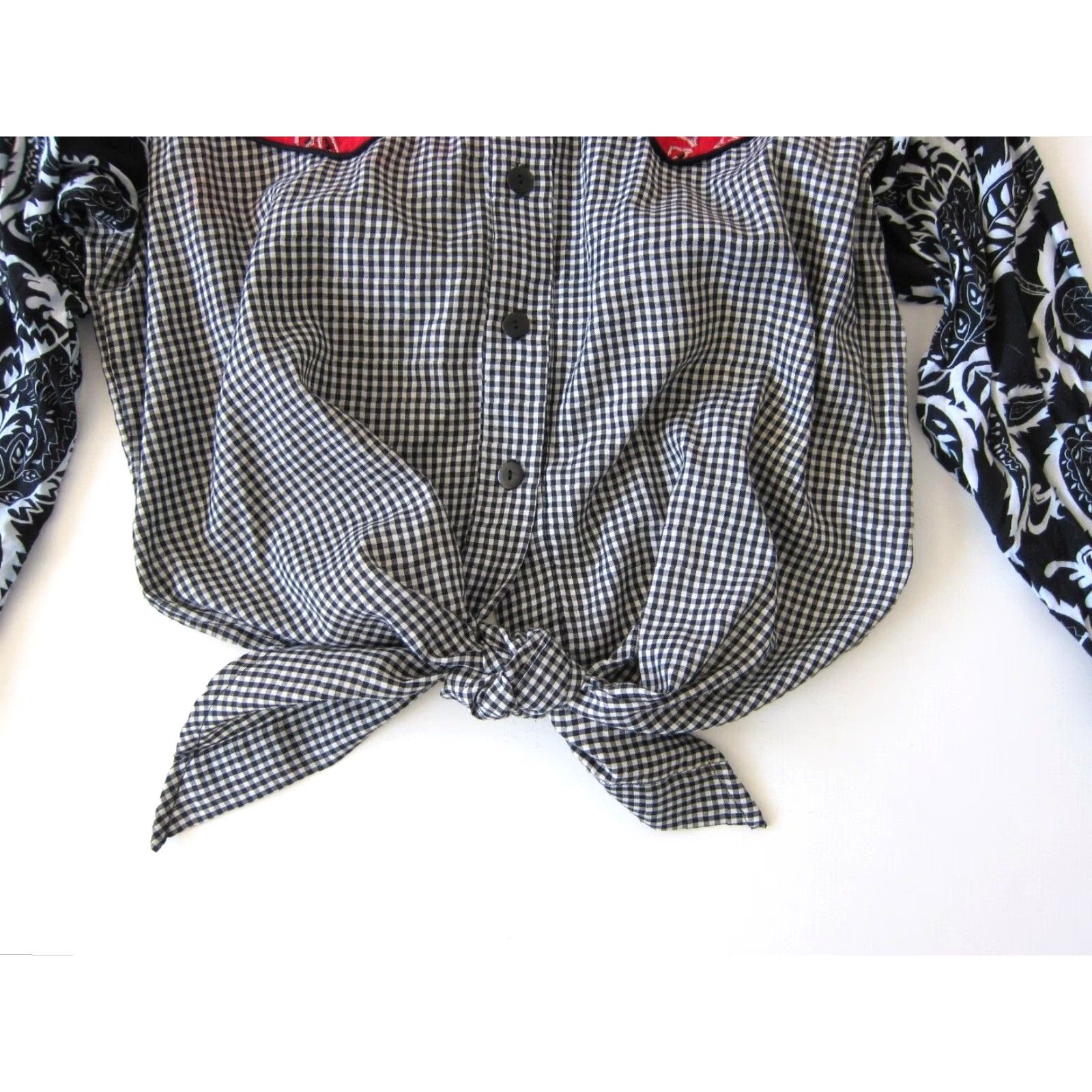 Vintage Surya Blouse Shirt Womens Medium Black Plaid Paisley Button Down Western Beaded Vintage Size M / US 6-8 / IT 42-44 - 7 Thumbnail