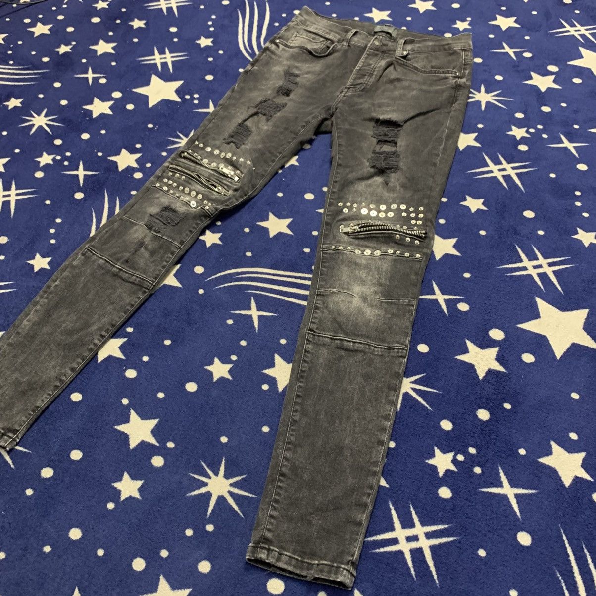 Zara ZARA MAN Rock Star Studded Biker Stretchable Denim Size US 28 / EU 44 - 2 Thumbnail