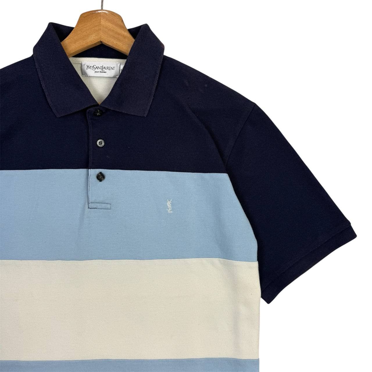 Yves Saint Laurent YSL Yves Saint Laurent Polo Shirt Striped Size US M / EU 48-50 / 2 - 2 Thumbnail