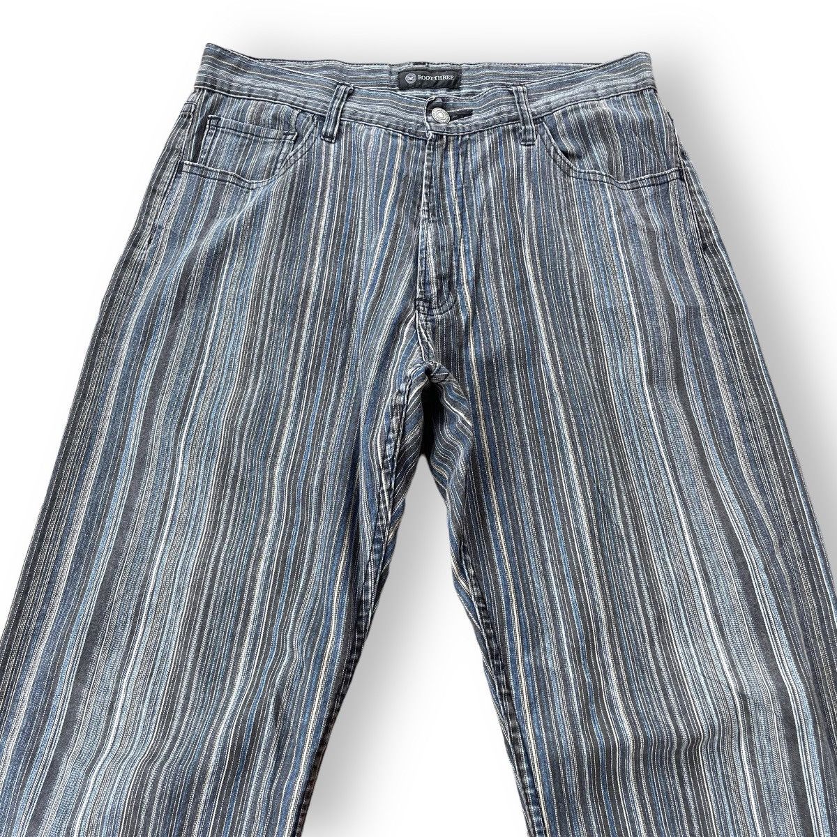 Tornado Mart 🇯🇵 VINTAGE ROOT THREE STRIPES DENIM PANTS Size US 30 / EU 46 - 3 Thumbnail