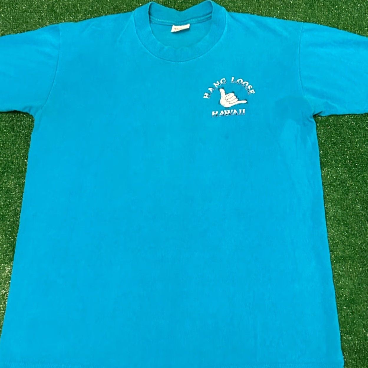 Logo 7 VINTAGE Hang Loose Hawaii Surfer Surf VTG Shirt Mens L Blue 90s 80s Beach Surf 1990s USA Shirts Mens Size US L / EU 52-54 / 3 - 2 Thumbnail