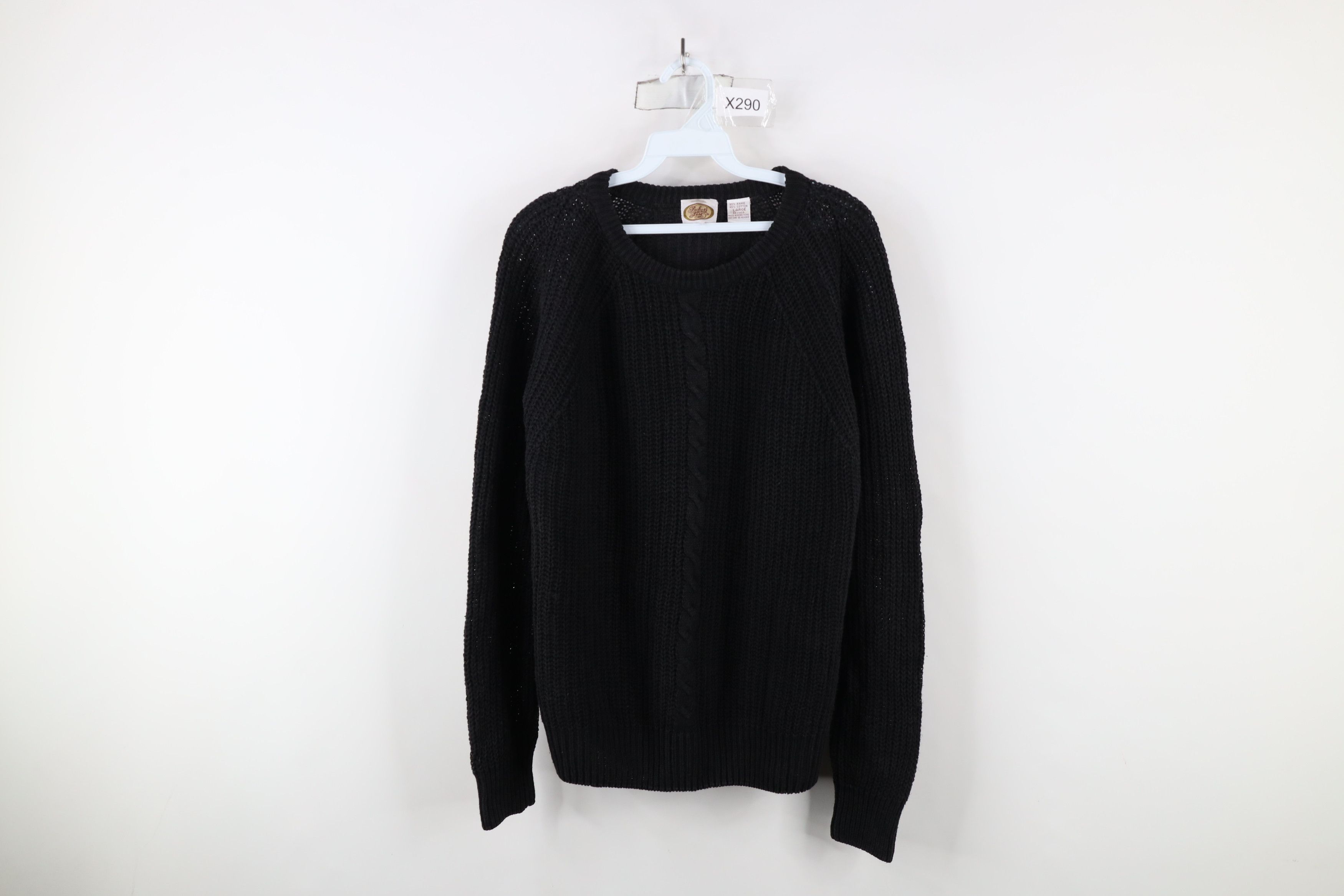 Vintage Vintage 90s Streetwear Cable Ribbed Knit Sweater Black Size US L / EU 52-54 / 3 - 1 Thumbnail