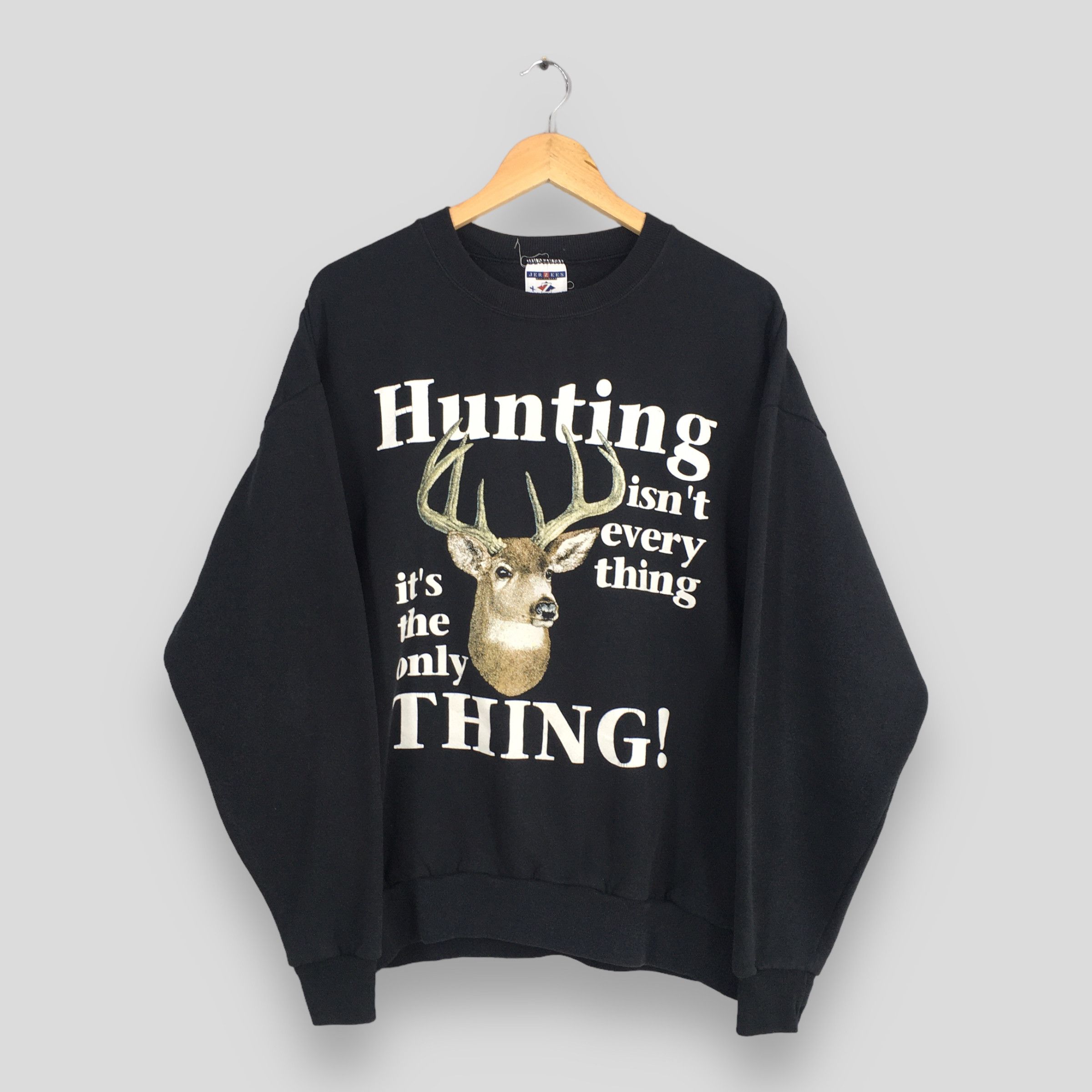 Habitat × Jerzees × Vintage Vintage Deer Animal White-Tailed Black Sweatshirt XLarge Size US XL / EU 56 / 4 - 1 Thumbnail