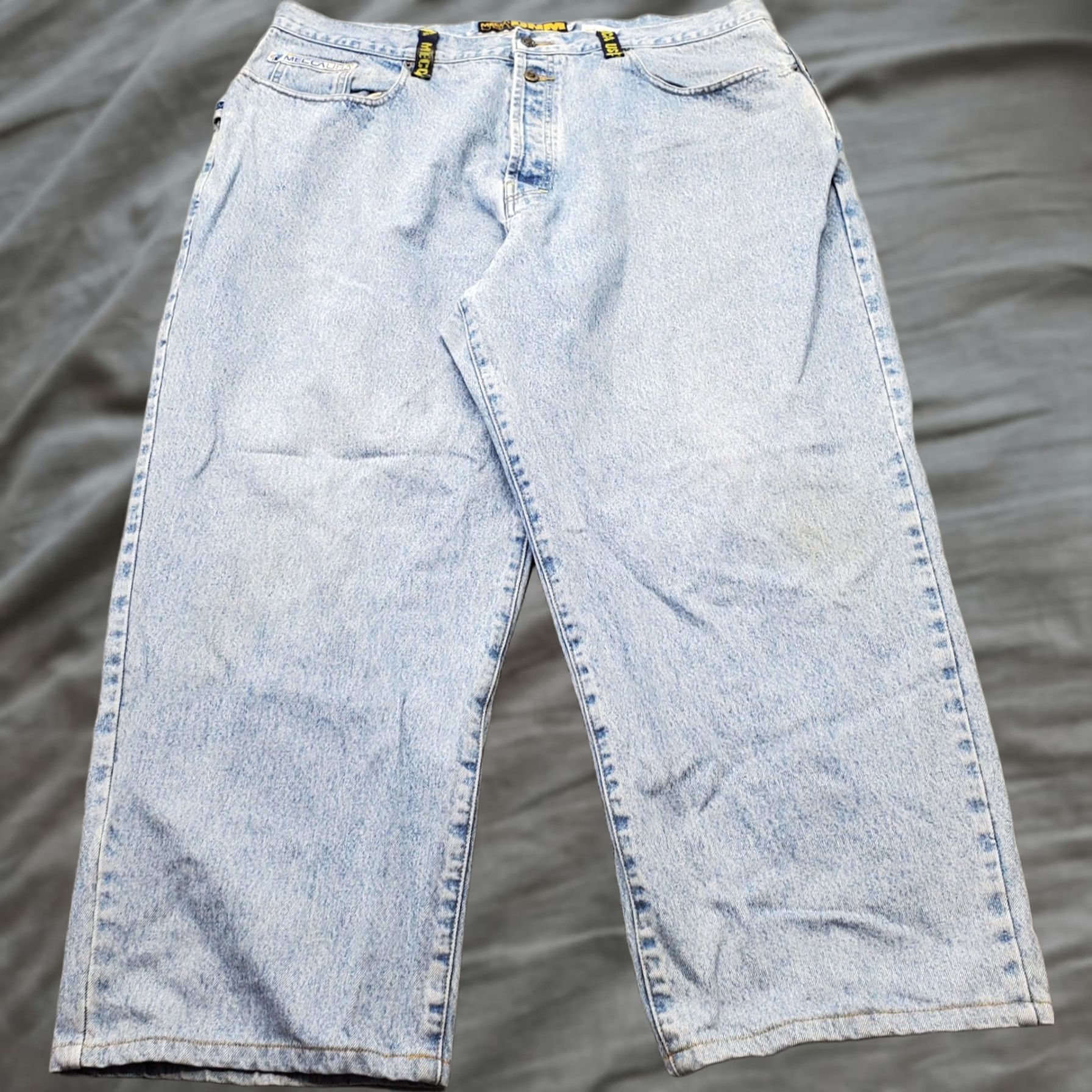Vintage Mecca Mens Jeans Baggy Cropped Denim 42 Blue High Rise Light Wash Button Fly jeans Size US 42 / EU 58 - 1 Thumbnail