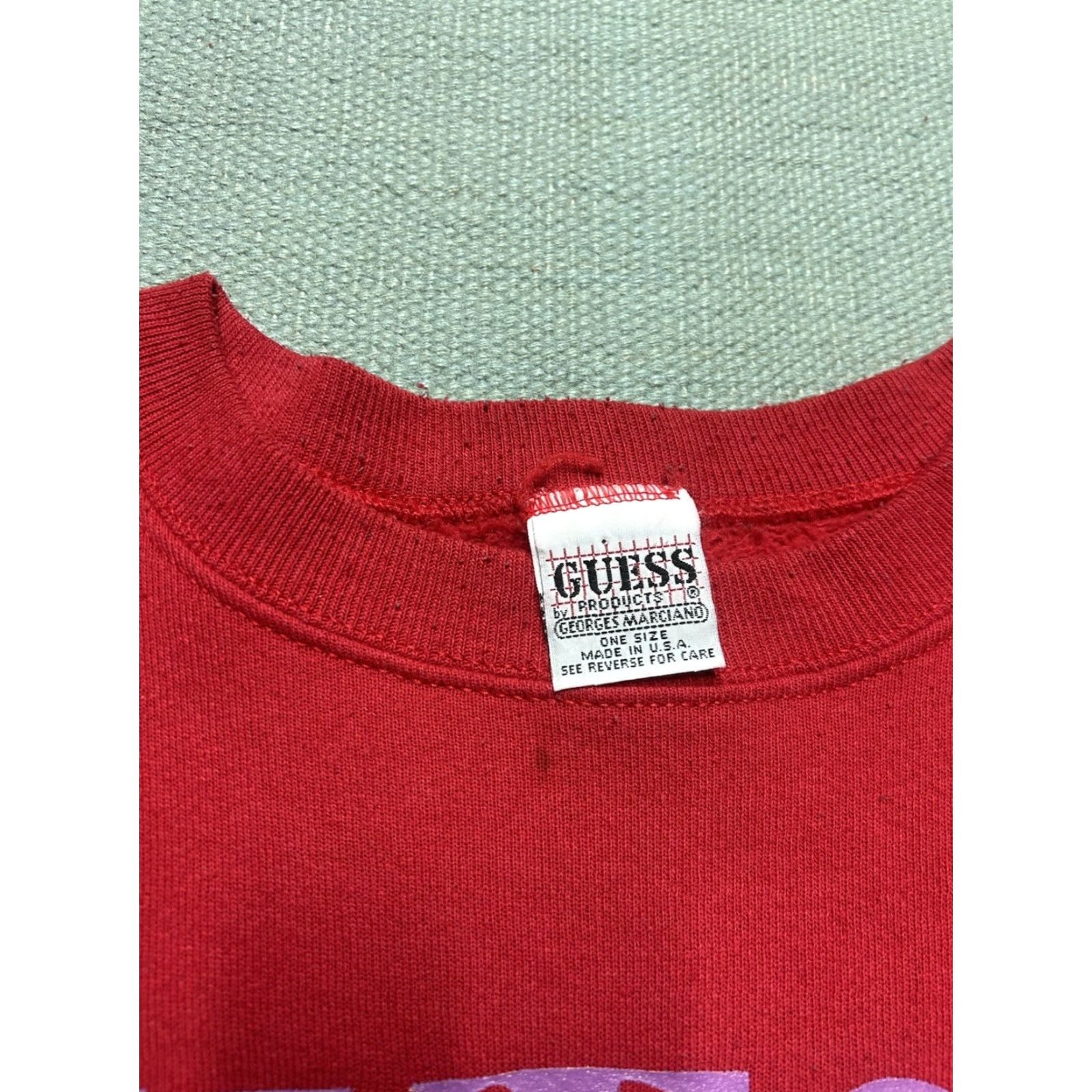 Guess VINTAGE GUESS Sweatshirt 90s Logo Pullover Large Red Mens Crewneck 80s 90s 1990s Spell Out Size US L / EU 52-54 / 3 - 6 Thumbnail