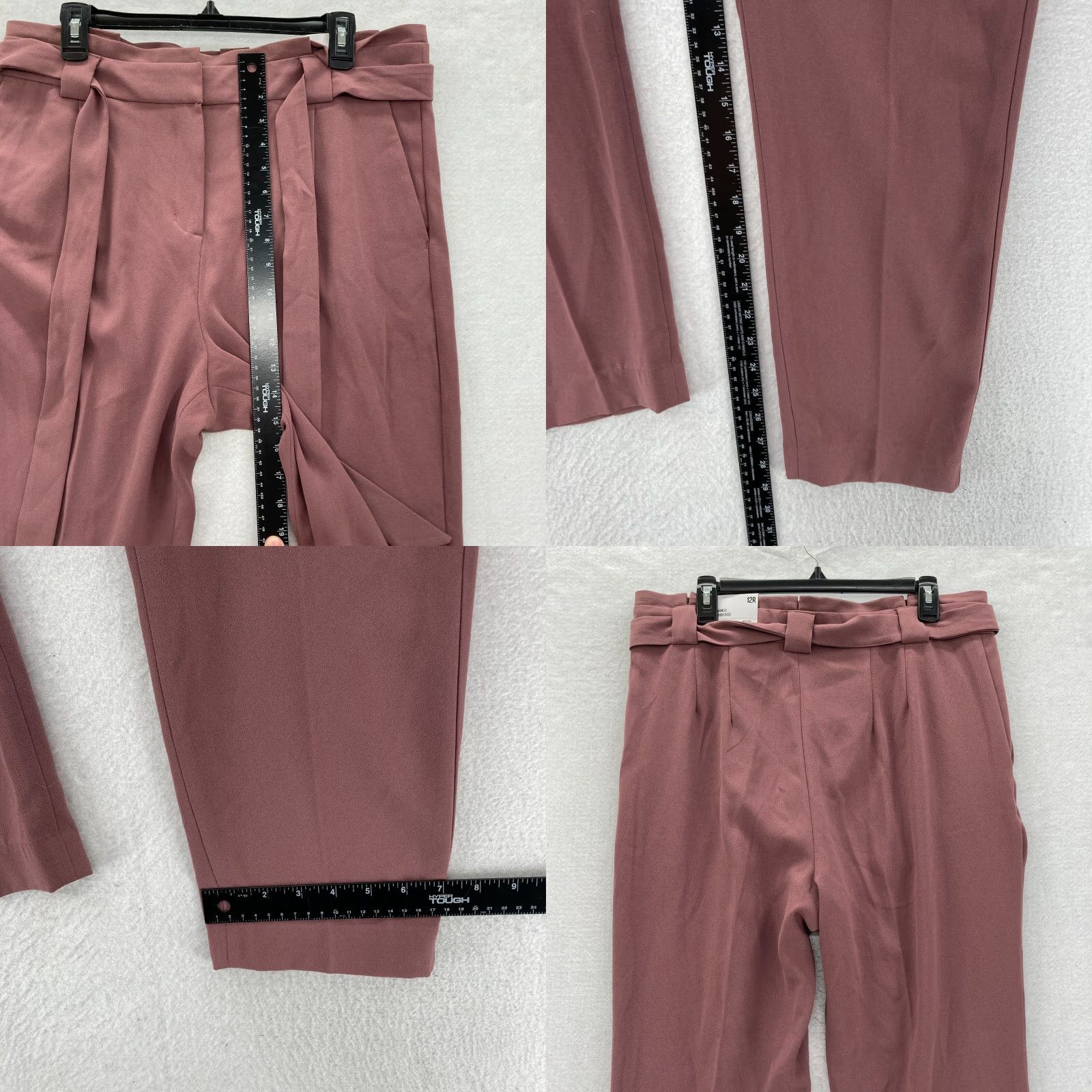 Express EXPRESS Paperbag Pants Women's 12 Red Stretch Fabric High Rise Ankle Tie Waist Size 34" / US 12 / IT 48 - 8 Thumbnail