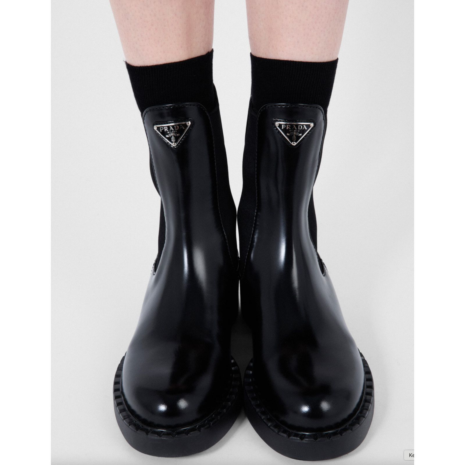 Prada Prada Chocolate Brushed Leather Black Pull On Chelsea Size US 8.5 / IT 38.5 - 7 Thumbnail