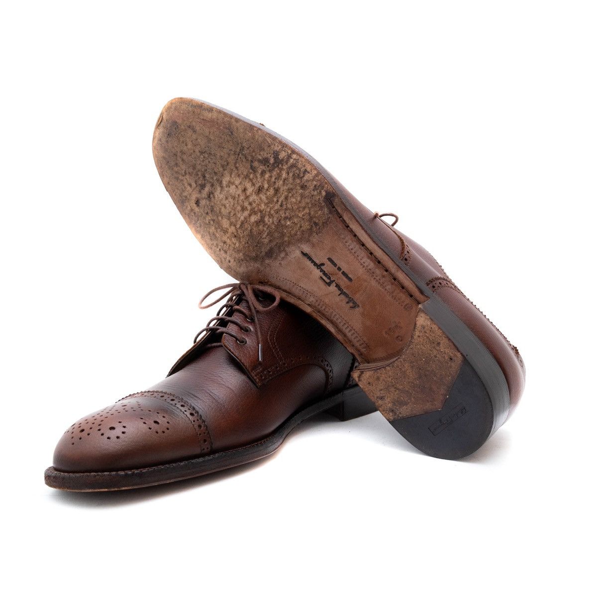 Salvatore Ferragamo Salvatore Ferragamo Brown Leather Oxford CapToe Brogue 10.5D Size US 10.5 / EU 43-44 - 7 Thumbnail
