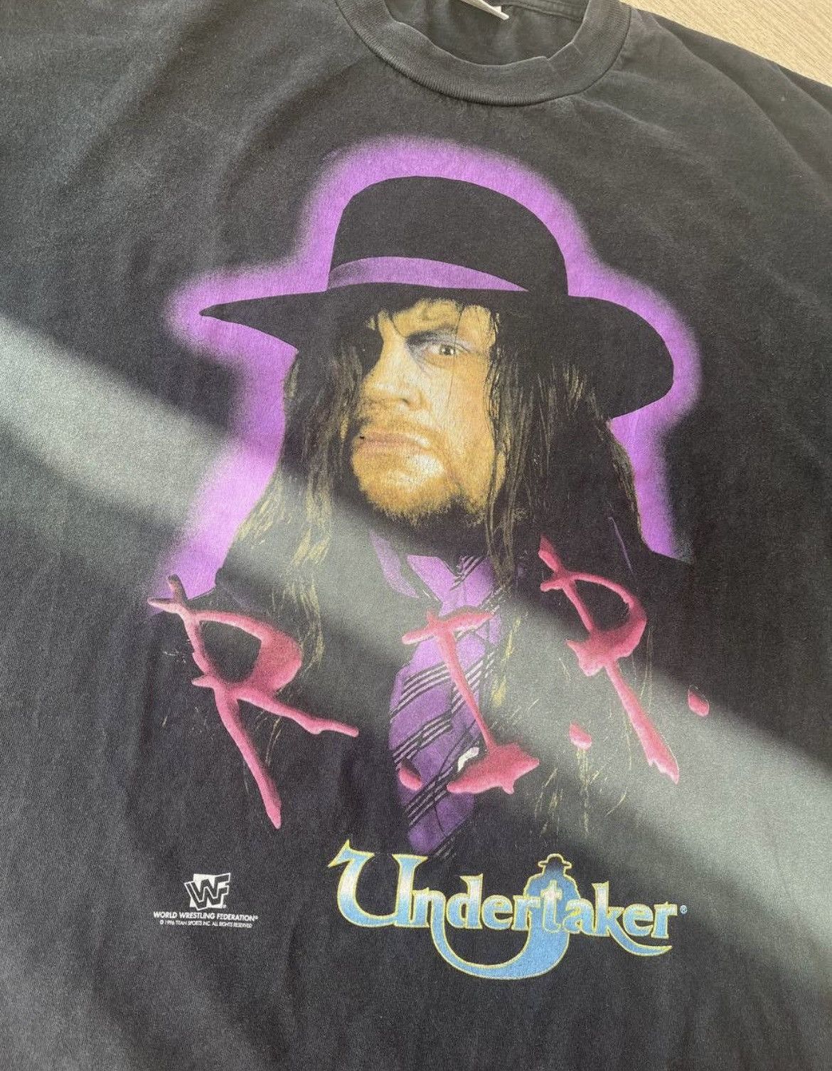 WWE × WWF Vintage WWF Undertaker T-Shirt 1999 – RIP Wrestling Tee Size US XL / EU 56 / 4 - 3 Thumbnail