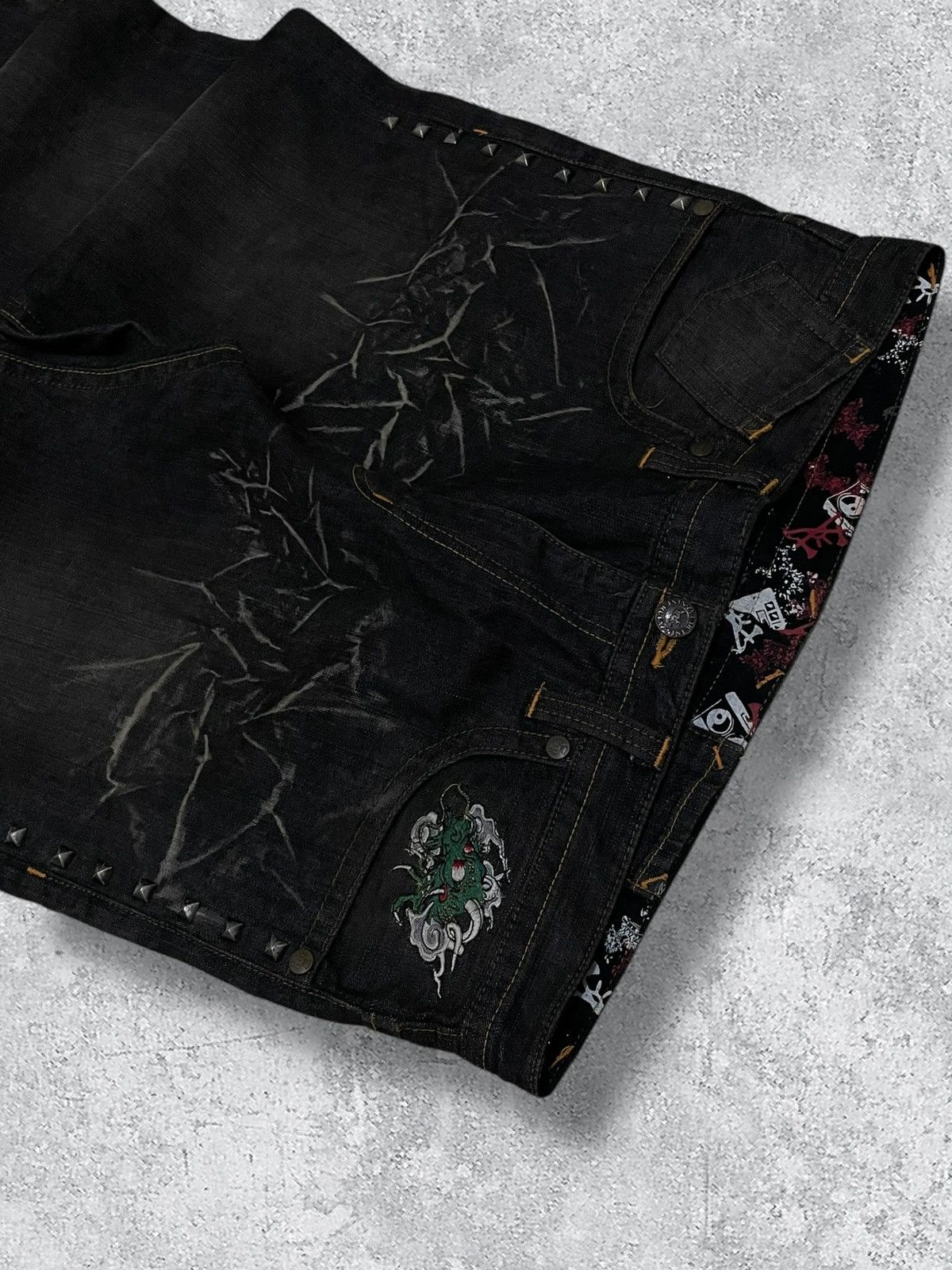 Japanese Brand Vintage Japan 90’s Designer Nine Rulaz Creature Baggy Denim Size US 34 / EU 50 - 5 Thumbnail