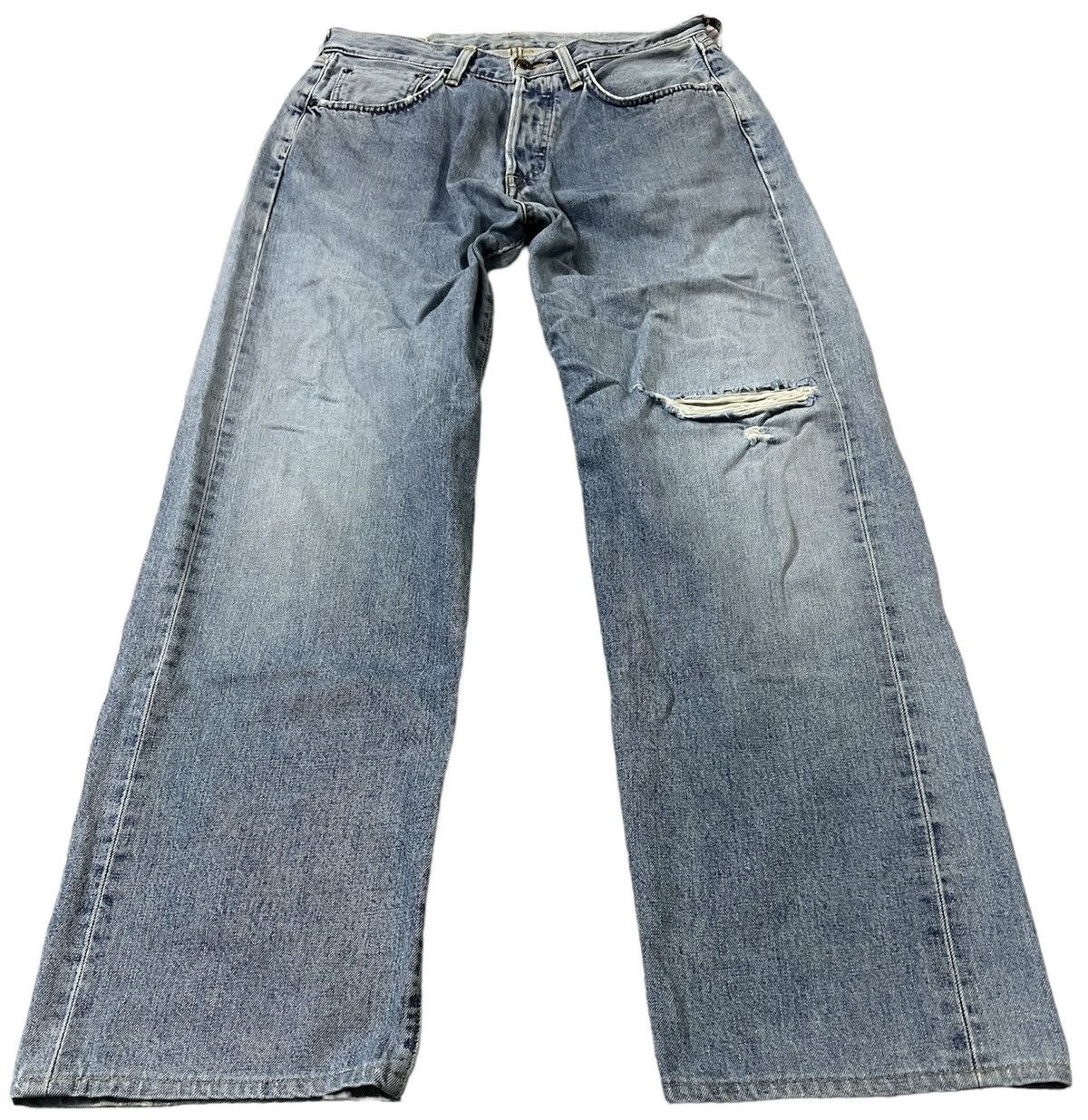 Edwin × Japanese Brand × Vintage EDWIN 505 FADED SELVEDGE DISTRESSED JEANS Size US 30 / EU 46 - 1 Thumbnail