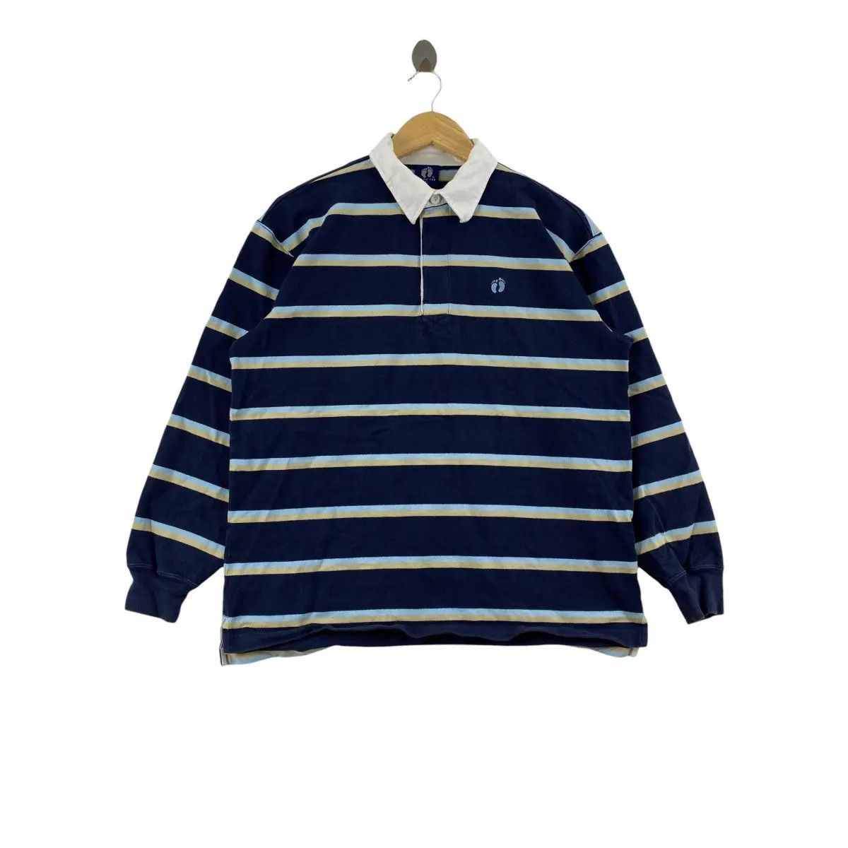 Vintage HANG TEN HAWAII Striped Rugby Polo Tee Shirt Top