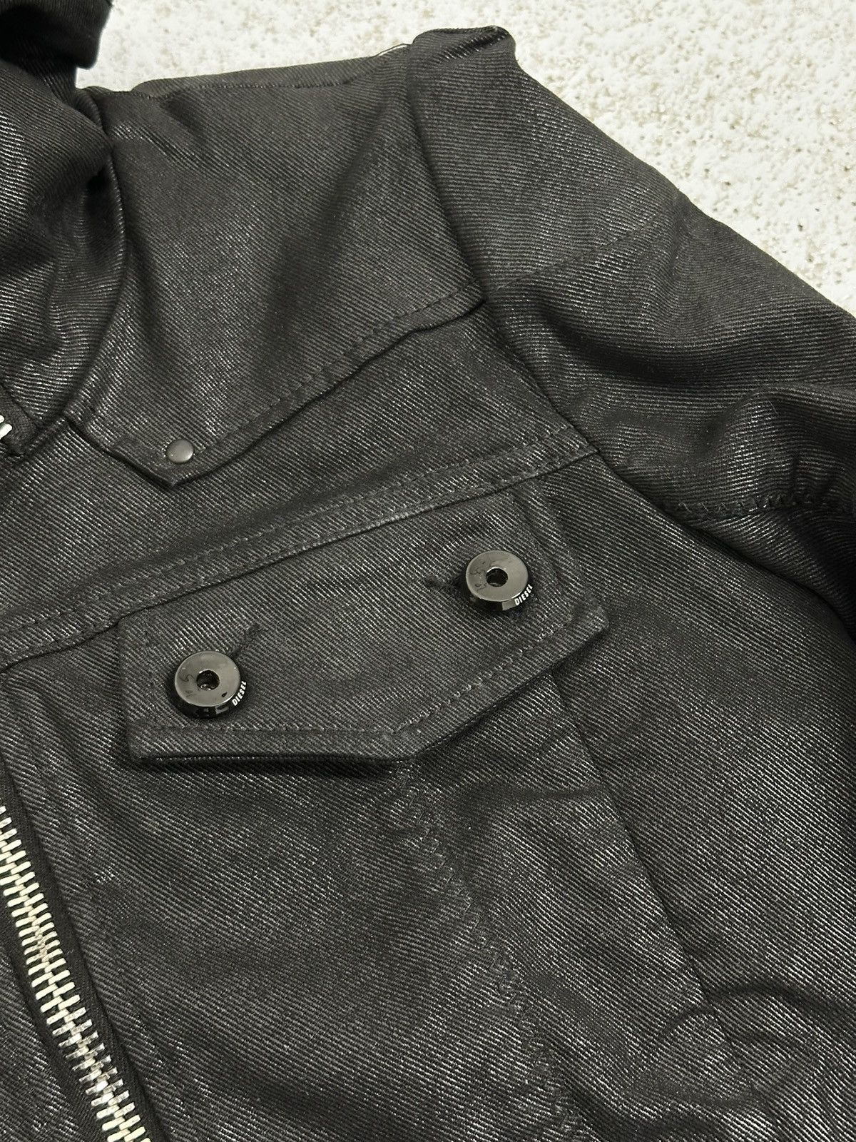 Diesel Vintage 00s Diesel Raw Denim Wide High Neck Jacket Size S / US 4 / IT 40 - 11 Thumbnail