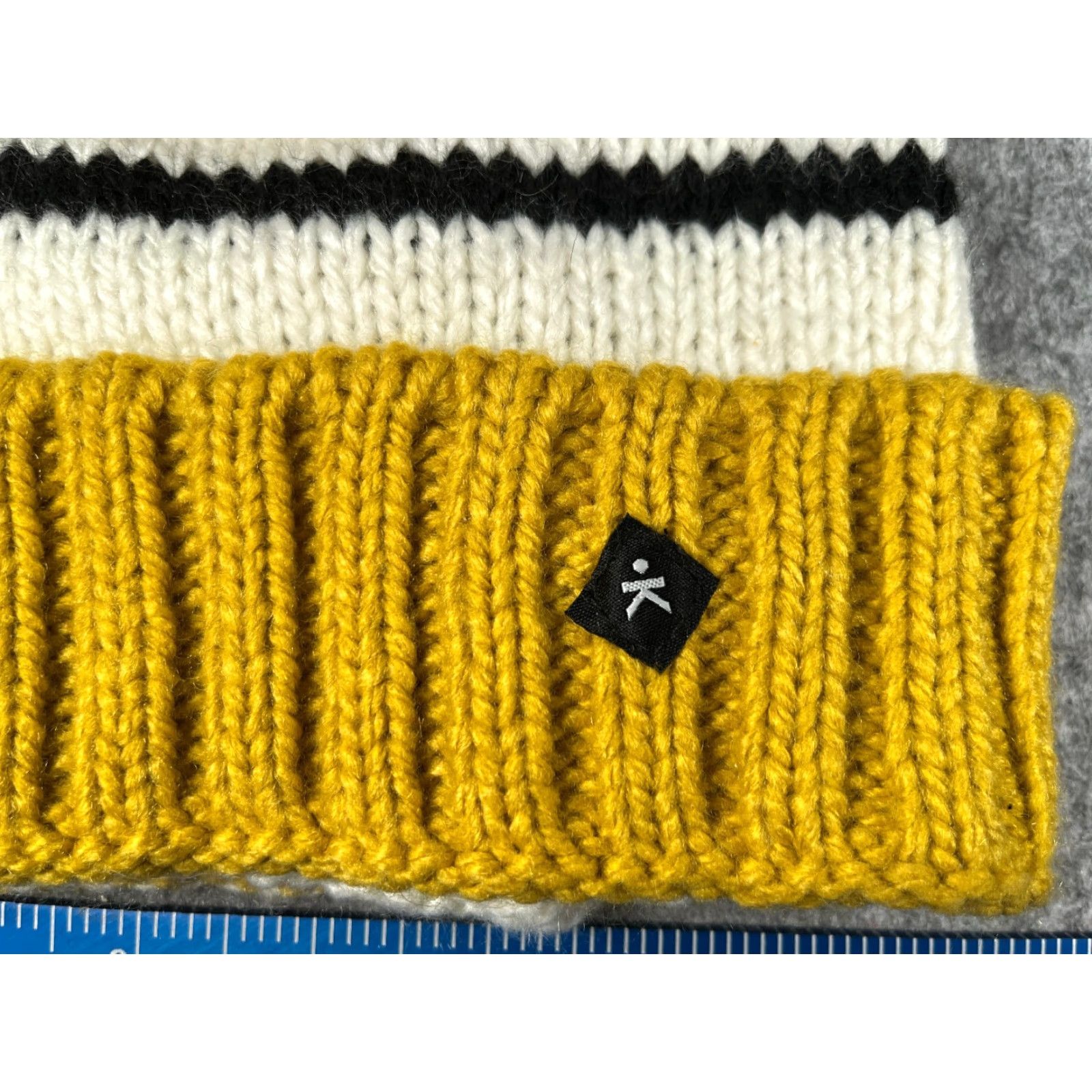 Vintage Known Supply Beanie Toque One Size Adult Yellow White Black Stripe Acrylic NEW Size ONE SIZE - 2 Thumbnail