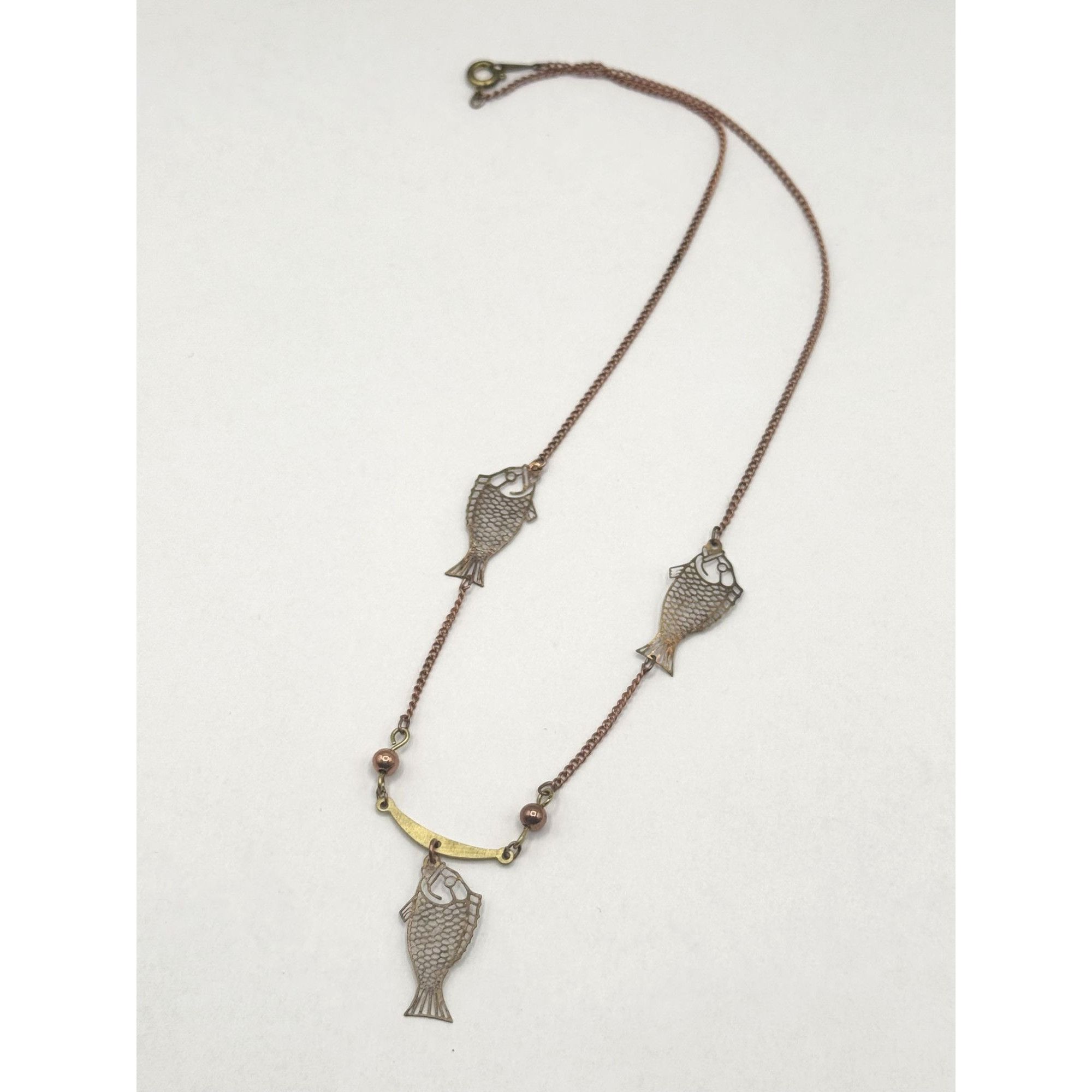 Vintage Vintage Gold Tone Dangling Fish Charm Figural Necklace Size ONE SIZE - 2 Thumbnail