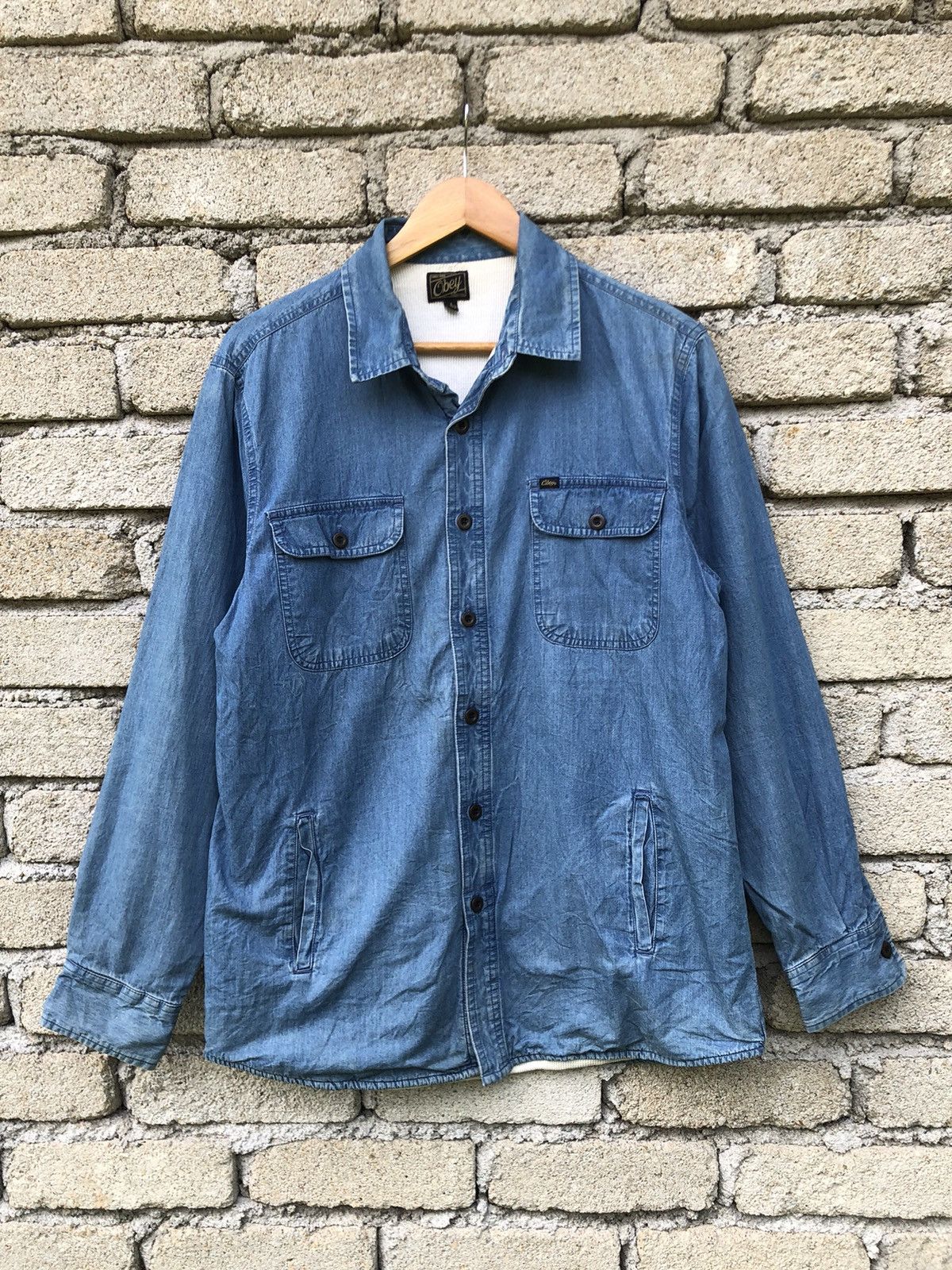 Obey Vintage Obey Thermal Buttons Jean Shirts Size US L / EU 52-54 / 3 - 1 Thumbnail