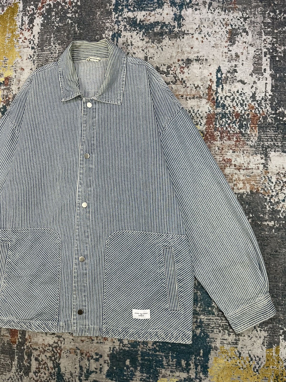 Japanese Brand Jean Helleunt & Create HICKORY STRIPE CHORE Size US XL / EU 56 / 4 - 3 Thumbnail
