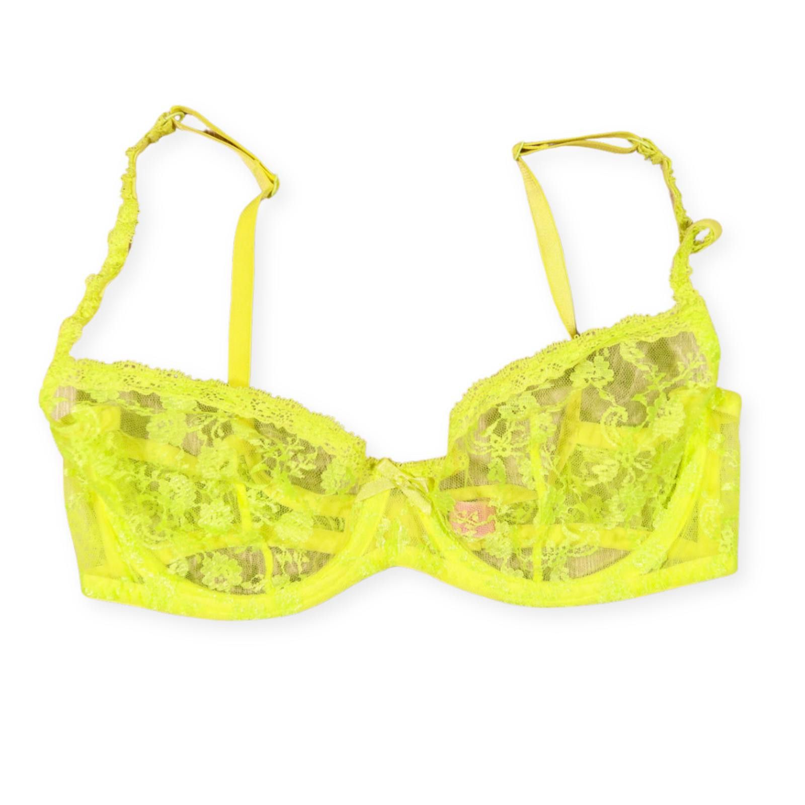 Agent Provocateur Knickers Forever Neon Yellow Lace Bra 32D Size ONE SIZE - 1 Thumbnail