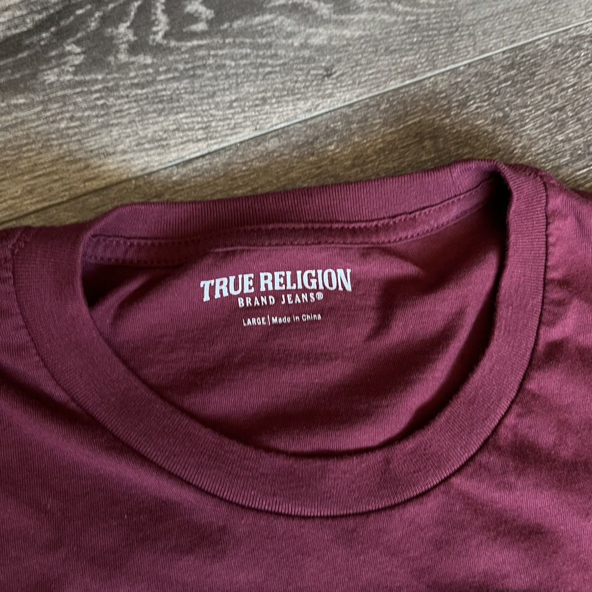 True Religion Vintage Y2K True Religion Big Buddha Face Logo Burgundy Tee Size US L / EU 52-54 / 3 - 4 Thumbnail