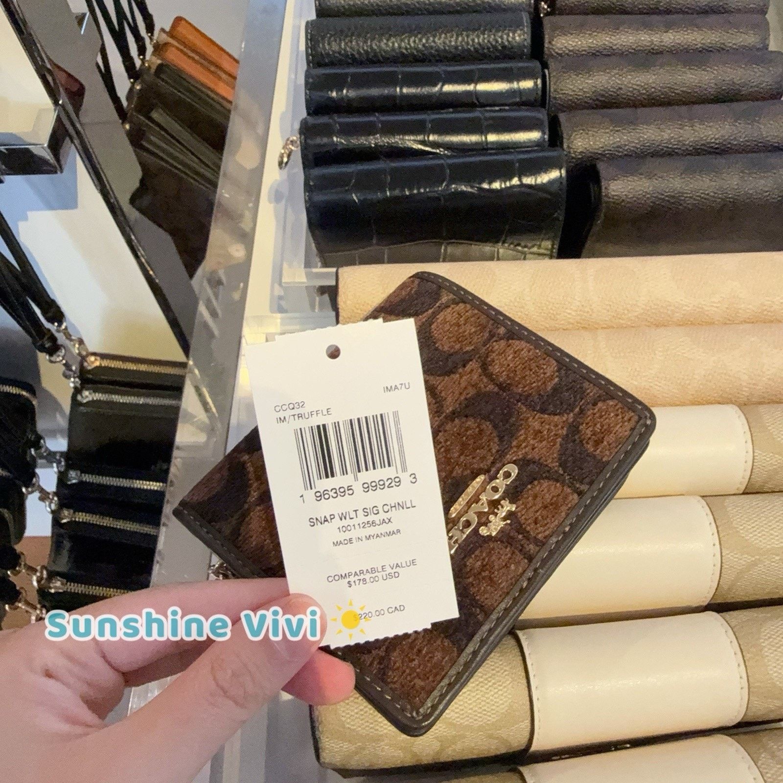 Coach NWT Coach Snap Wallet In Signature Chenille CCQ32 Gold Size ONE SIZE - 5 Thumbnail