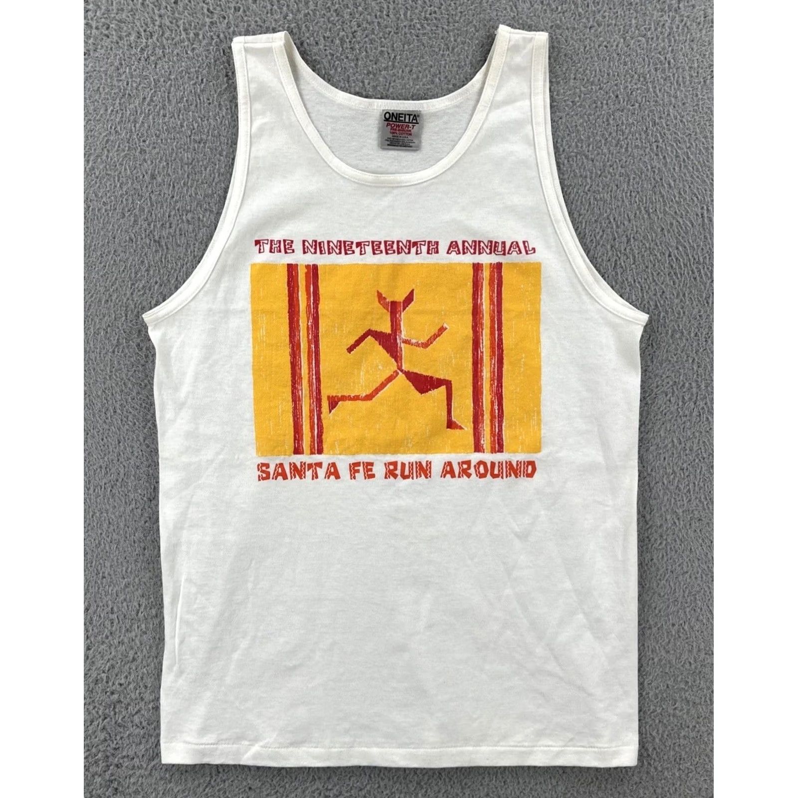 Vintage VINTAGE Oneita Power-T XL White Sleeveless Shirt USA Made 90s Mens T-Shirt Santa Fe Graphic Print Size US XL / EU 56 / 4 - 2 Thumbnail