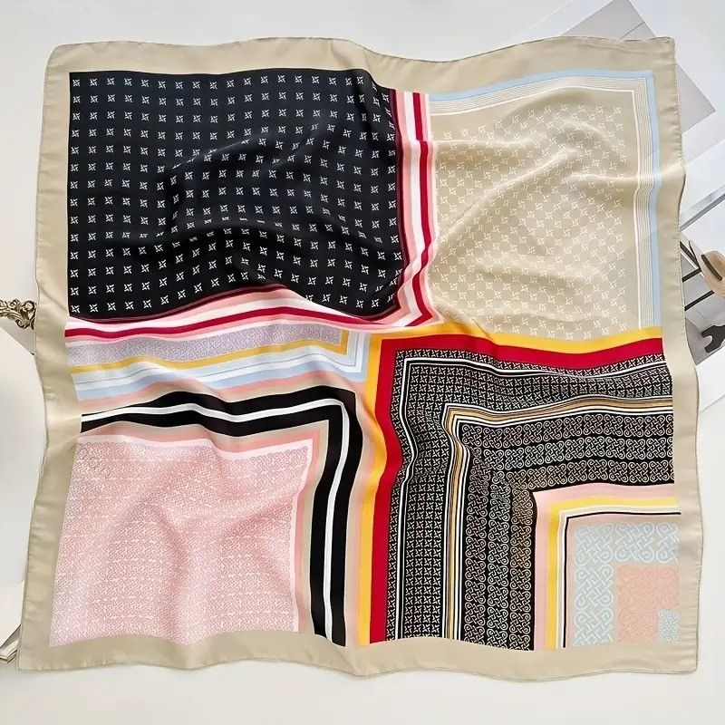 Other Patchwork Print Silk Appearance Square Scarf Stylish & Versa Size ONE SIZE - 6 Thumbnail