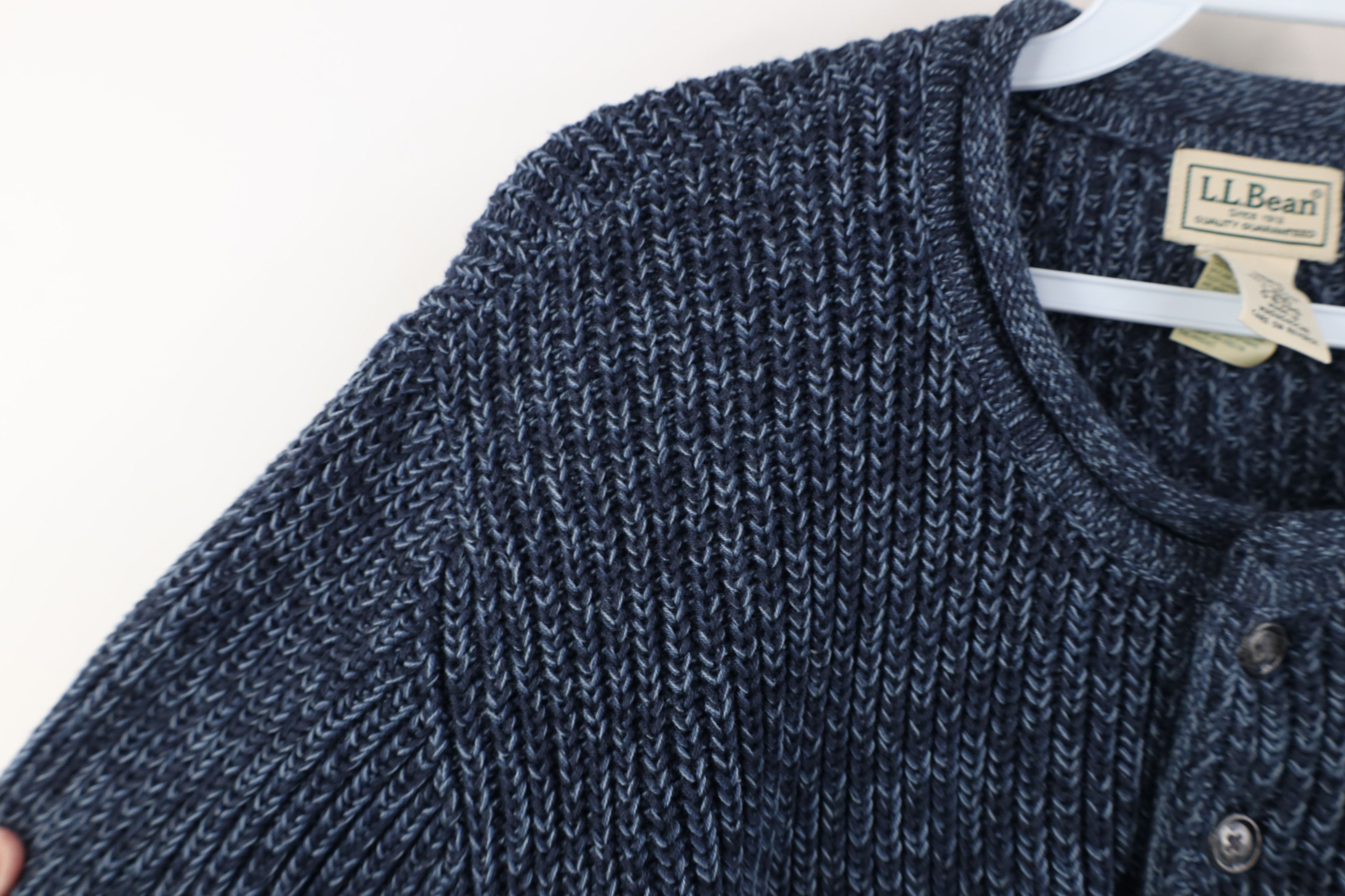 L.L. Bean Vintage 90s LL Bean Ribbed Knit Henley Sweater Blue Cotton Size US L / EU 52-54 / 3 - 7 Thumbnail
