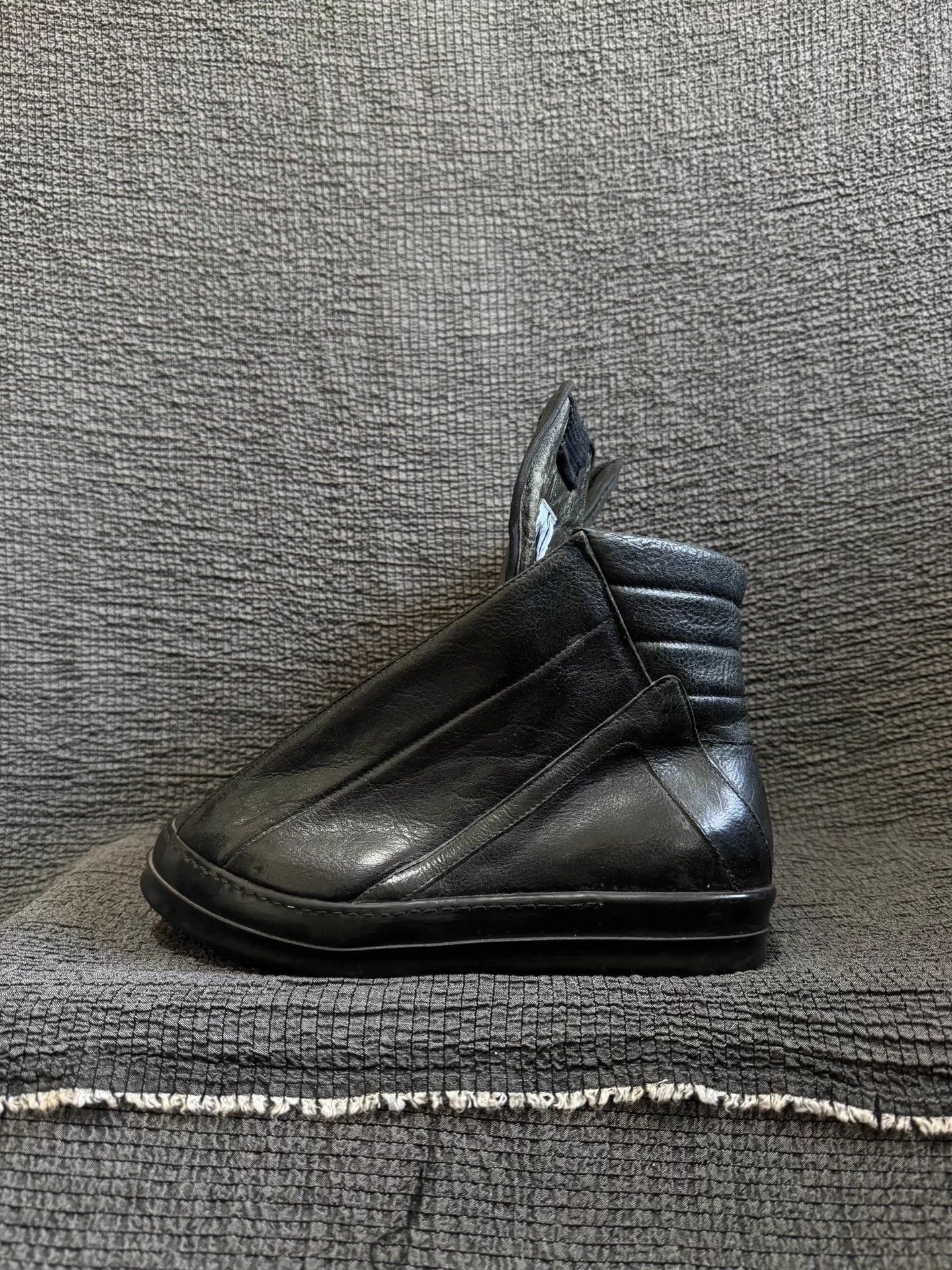 Rick Owens Rick Owens Black Leather Open-Top High-Top Men's Shoes Size US 6.5 / EU 39-40 - 5 Thumbnail