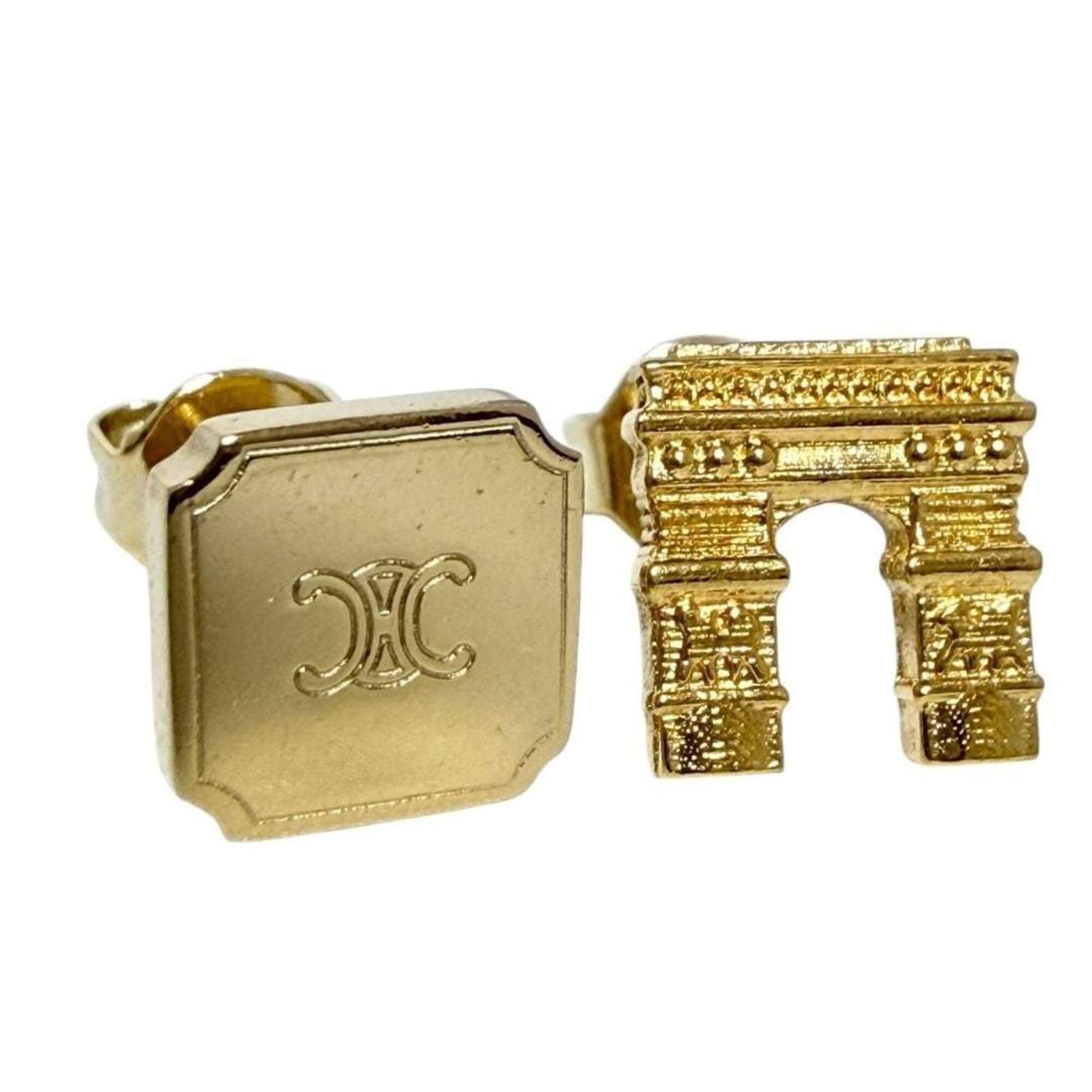 Celine Celine Women's Asymmetrical Stud Earrings, Triomphe, Aftermarket Backs Size ONE SIZE - 1 Thumbnail