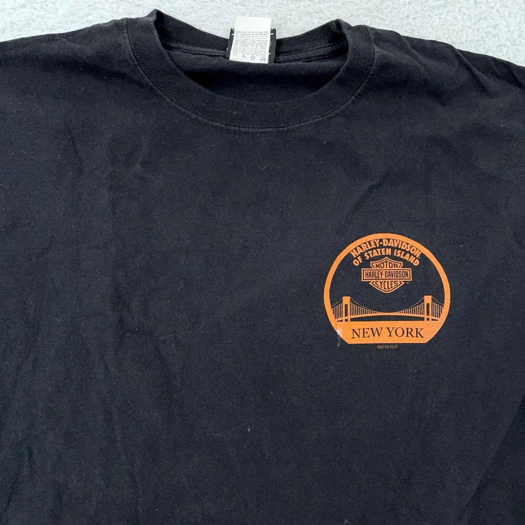 Harley Davidson Harley-Davidson Shirt L/XL Black Staten Island New York Graphic Motorcycle Mens T-Shirt Short Sleeve Crew Neck Cotton Modern Fit Size US L / EU 52-54 / 3 - 4 Thumbnail