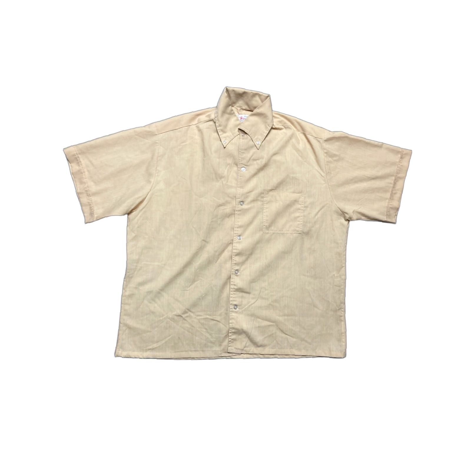Vintage VINTAGE 60s 70s button shirt short sleeve pale yellow lightweight cotton Large Mens Shirt Size US L / EU 52-54 / 3 - 1 Thumbnail