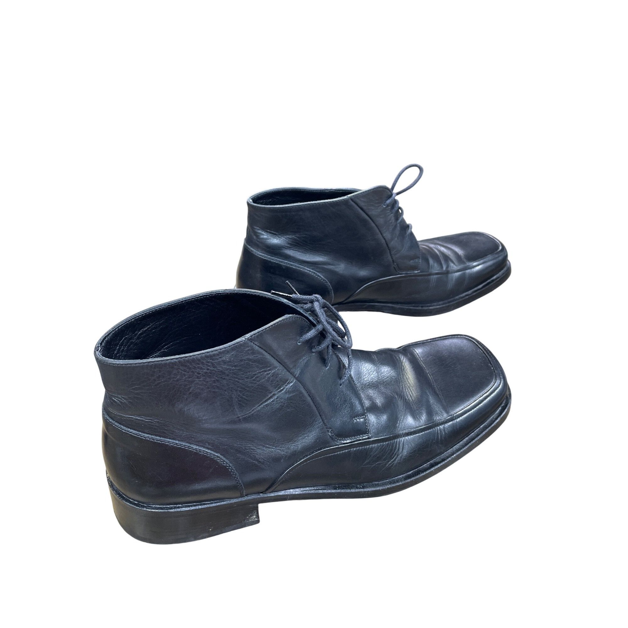 Pierre Cardin Mens Black Leather Ankle Chukka Boots Size 12