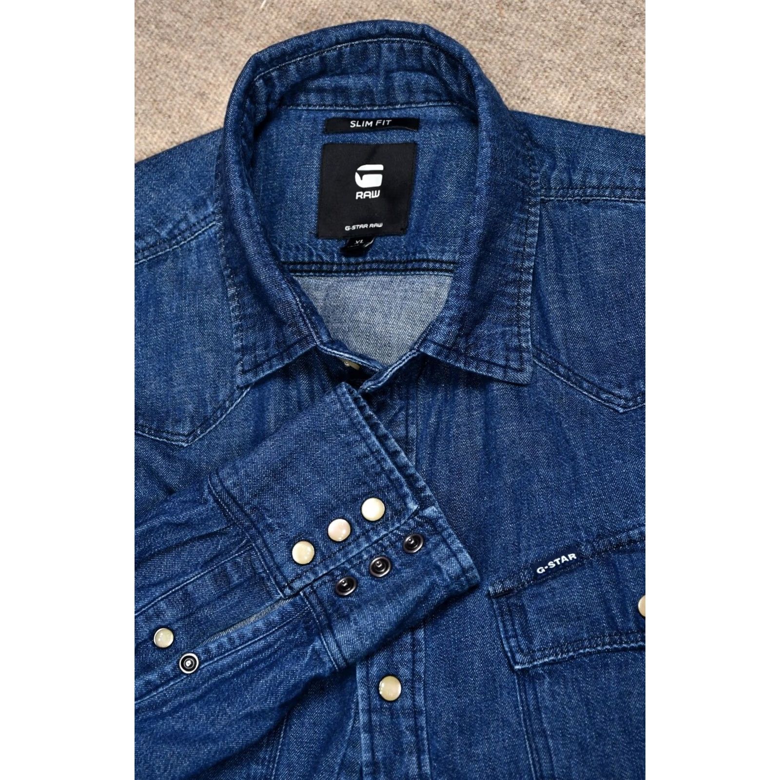 G-Star G-Star 3301 Slim Shirt Denim Button-Up XL Men's Blue Cotton Denim Shirt XL Size US XL / EU 56 / 4 - 4 Thumbnail