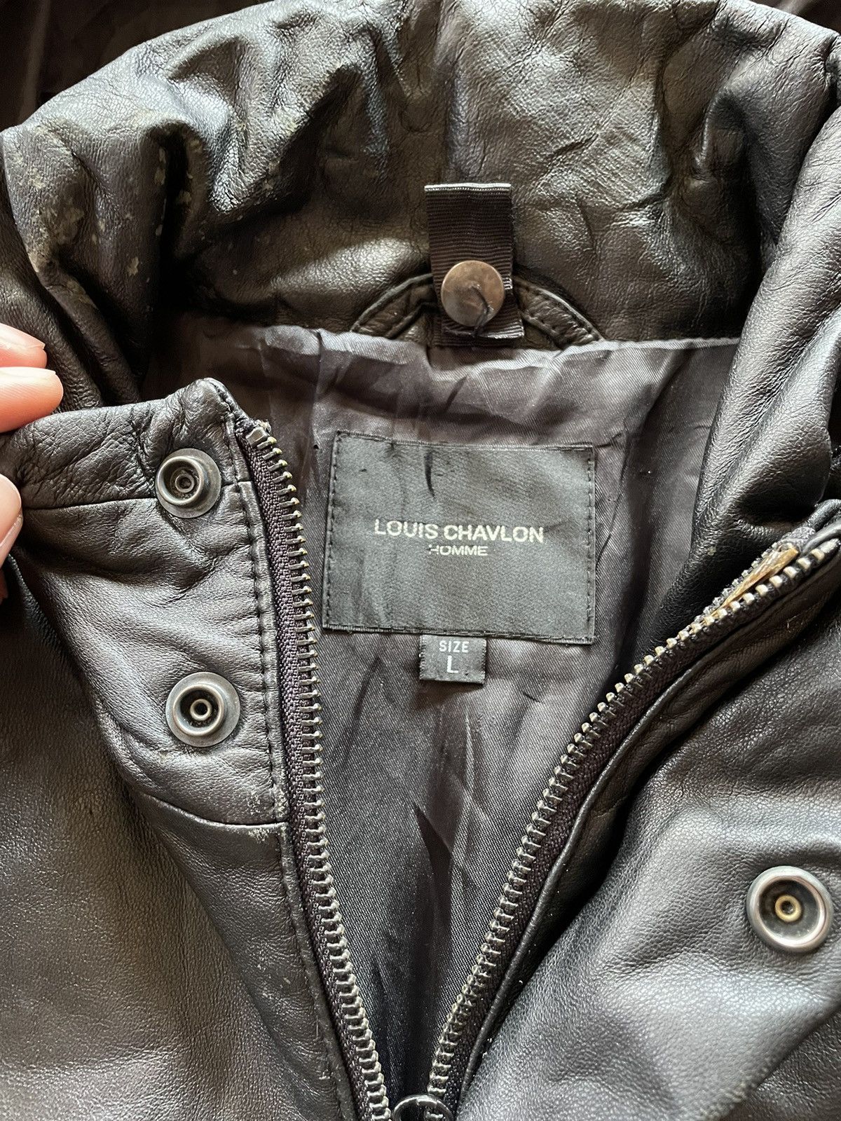 Japanese Brand Louis Chavlon Zipper Leather Jacket Matrix Size US L / EU 52-54 / 3 - 12 Thumbnail