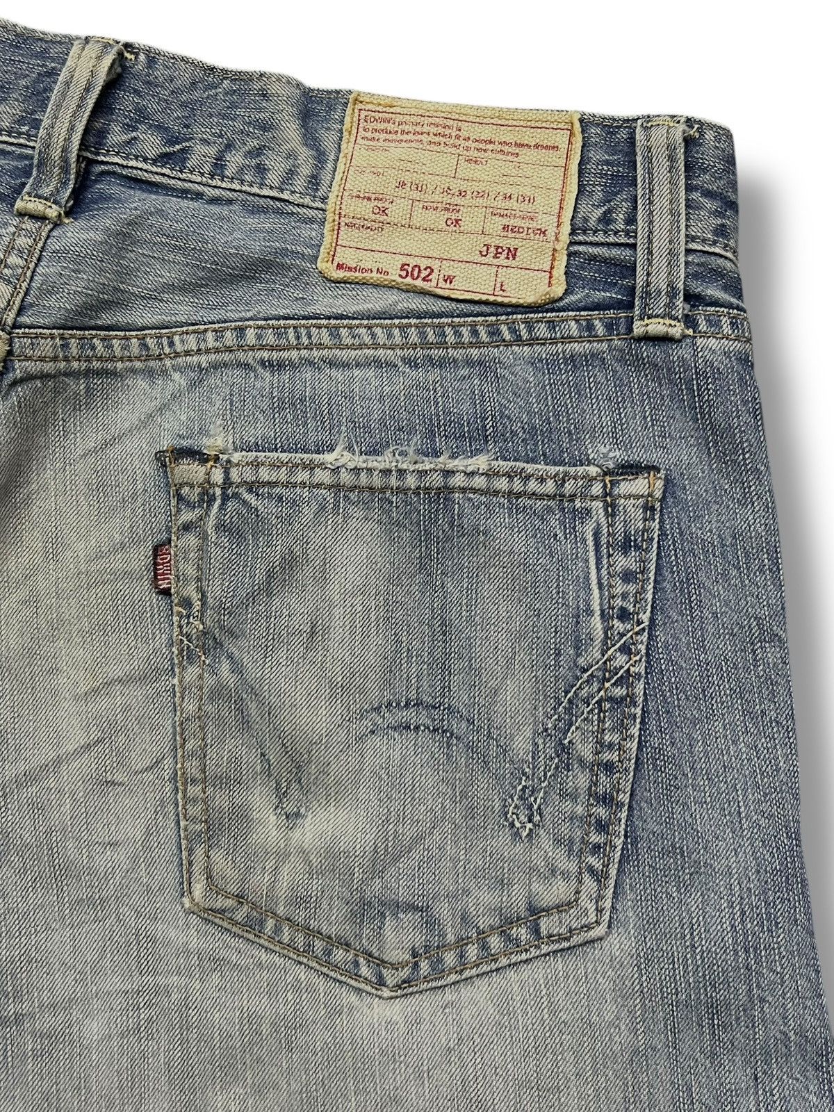 Edwin Vintage Edwin 502 RV - Faded Light Blue Wash, Distressed Size US 35 - 7 Thumbnail