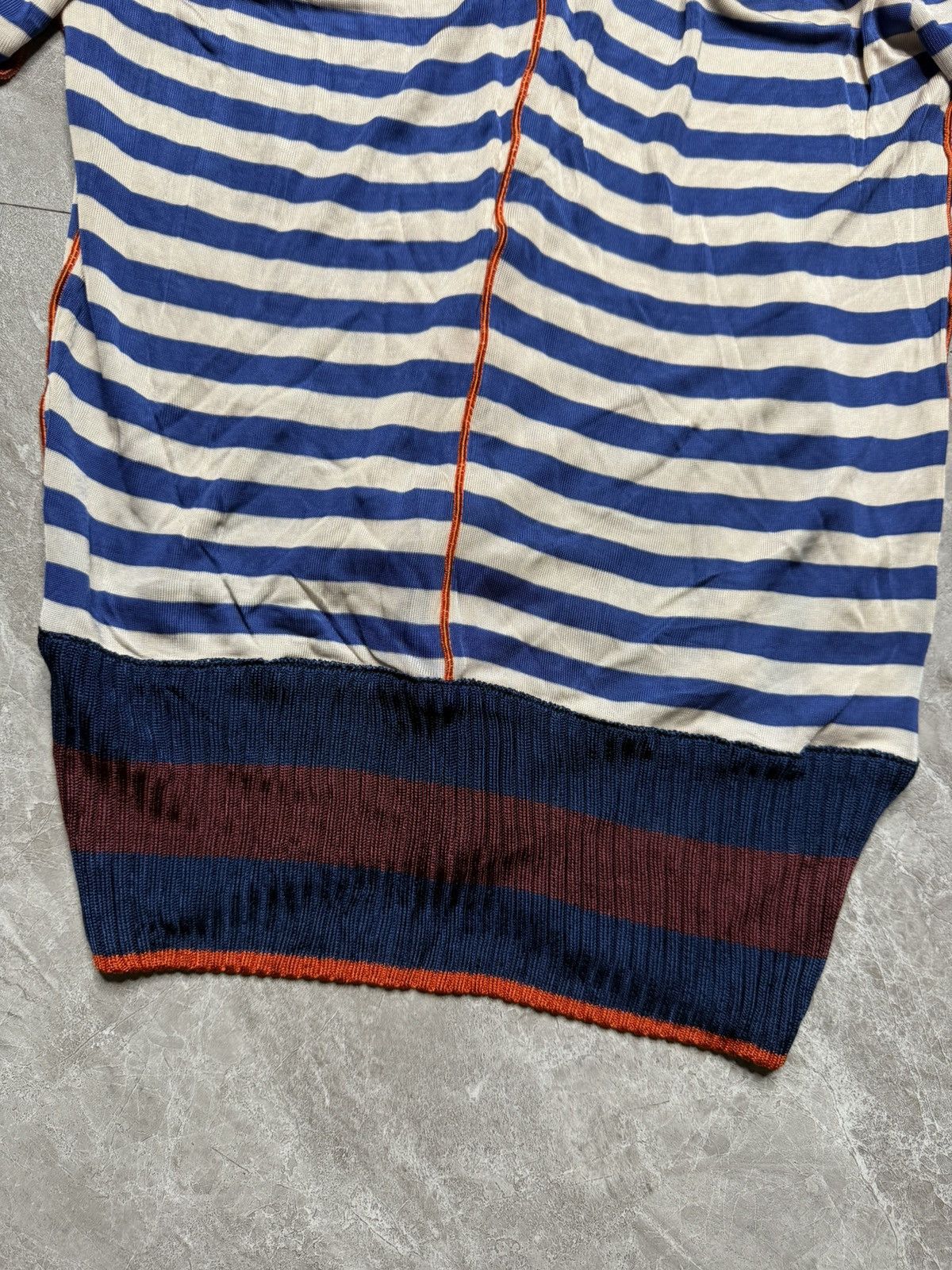 Jean Paul Gaultier Jean Paul Gaultier Tied Shoulders Mesh Striped Top Size L / US 10 / IT 46 - 2 Thumbnail