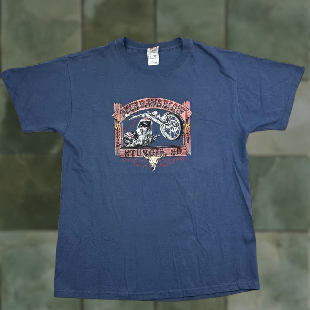Vintage Sturgis Suck Bang Blow T-Shirt Adult L Blue Biker Motorcycle 2000s Punk Hip Mens Size US L / EU 52-54 / 3 - 1 Thumbnail
